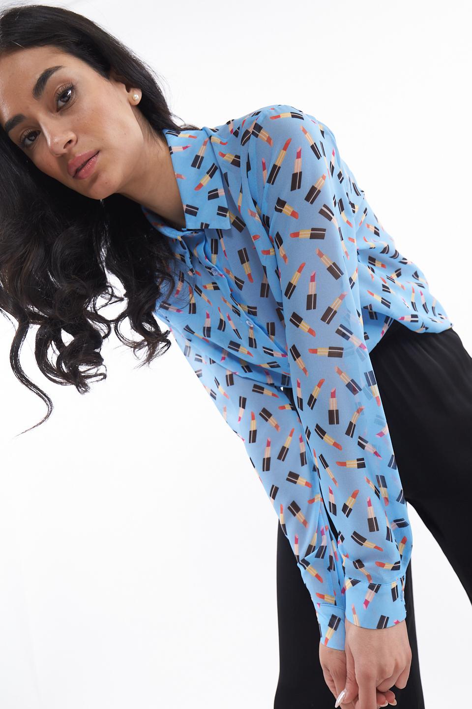 Camicia fantasia rossetti celeste - Primavera Estate 2023 | Brend