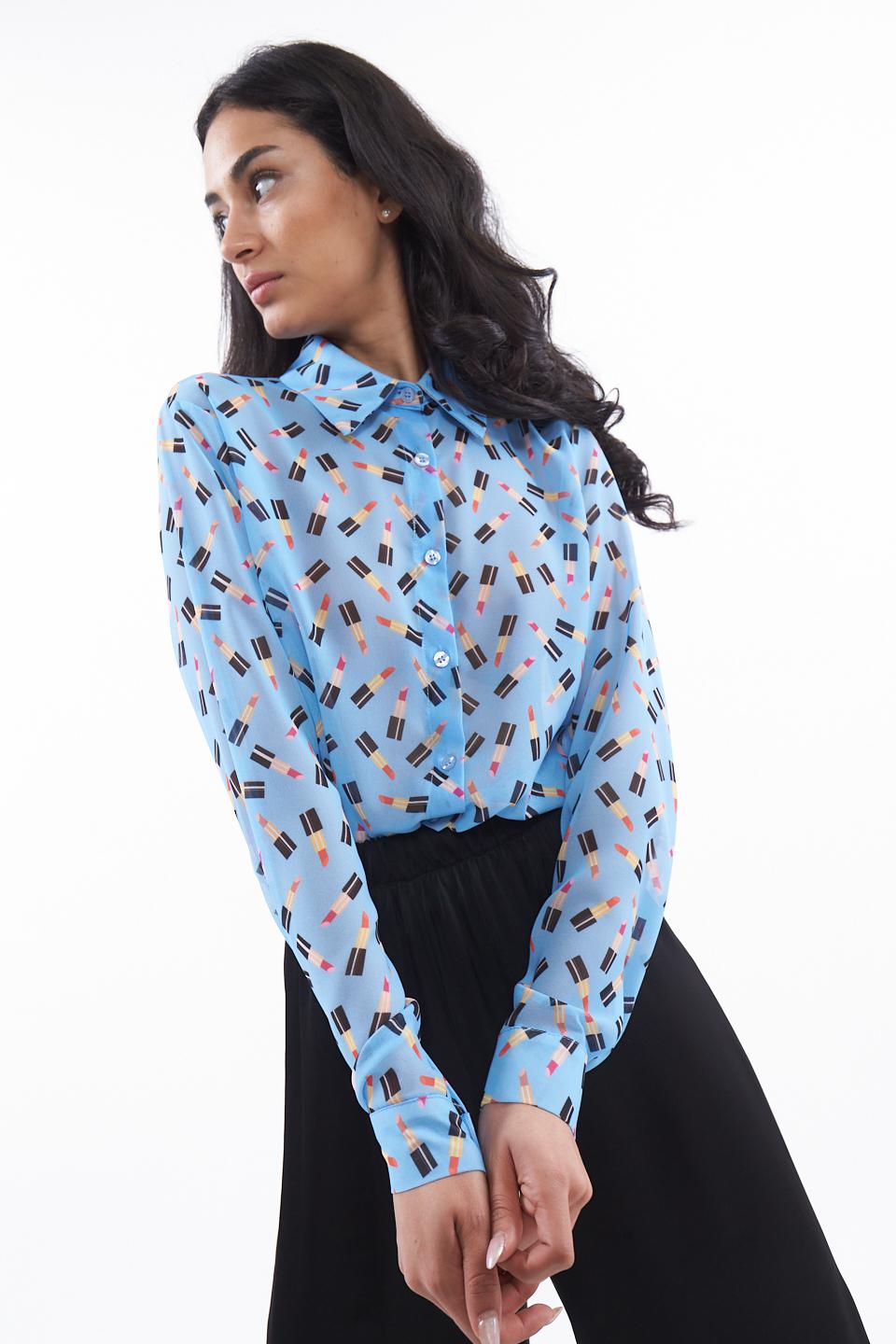 Camicia fantasia rossetti celeste - Primavera Estate 2023 | Brend