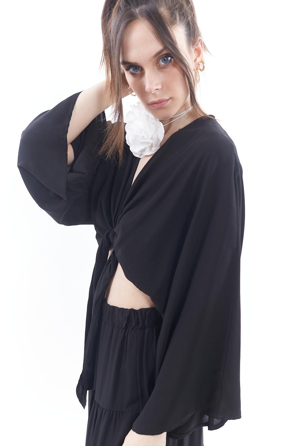 Camicia con nodo in viscosa nero - Primavera Estate 2023 | Brend