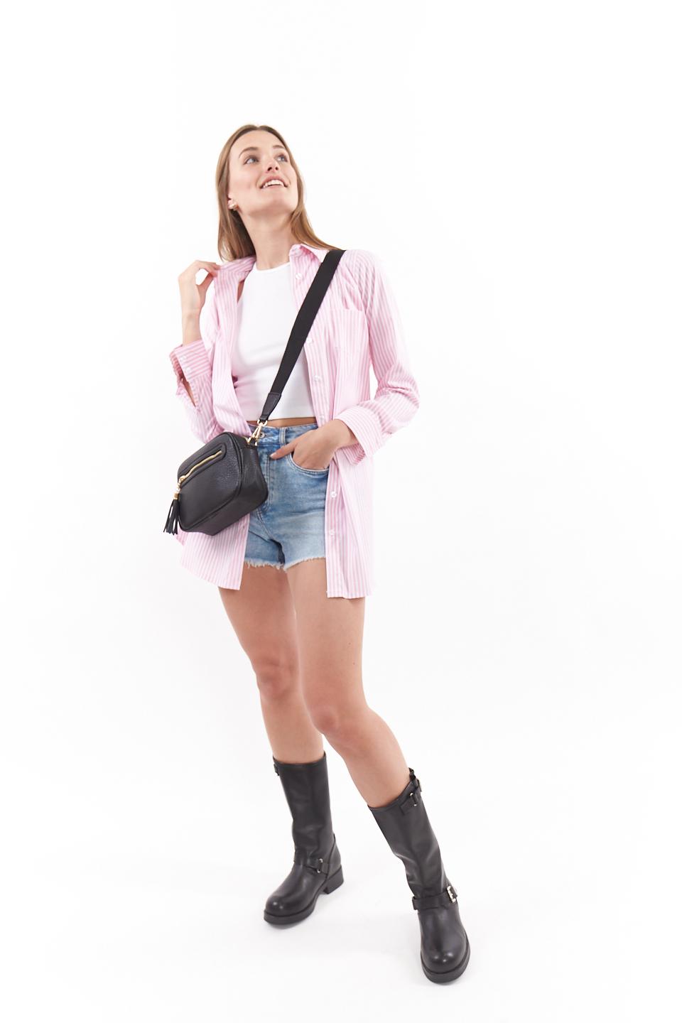 Camicia lunga con taschino riga rosa - Primavera Estate 2023 | Brend