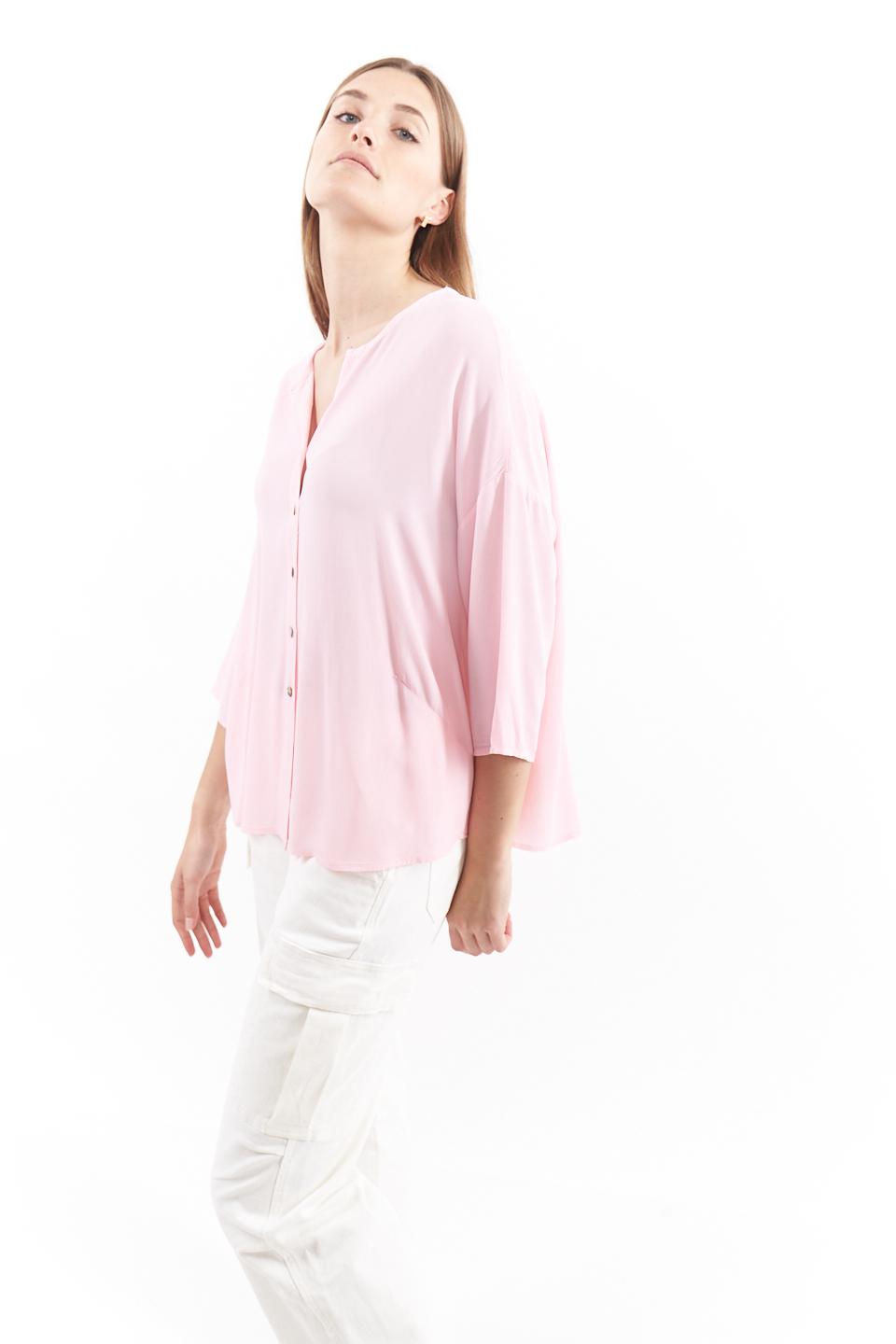 Camicia over paricollo in viscosa rosa - Primavera Estate 2023 | Brend