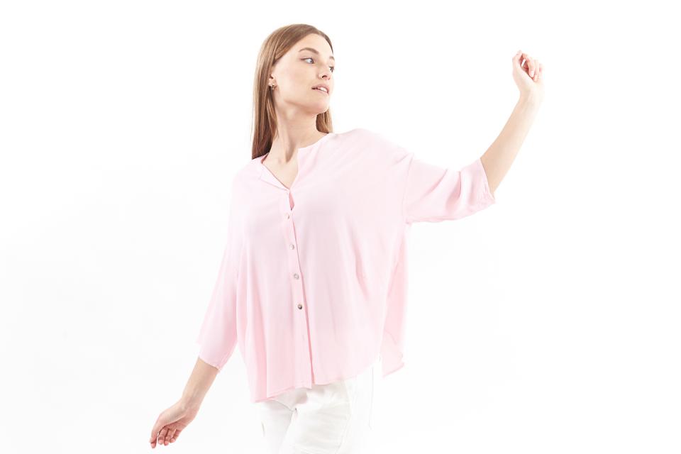 Camicia over paricollo in viscosa rosa - Primavera Estate 2023 | Brend