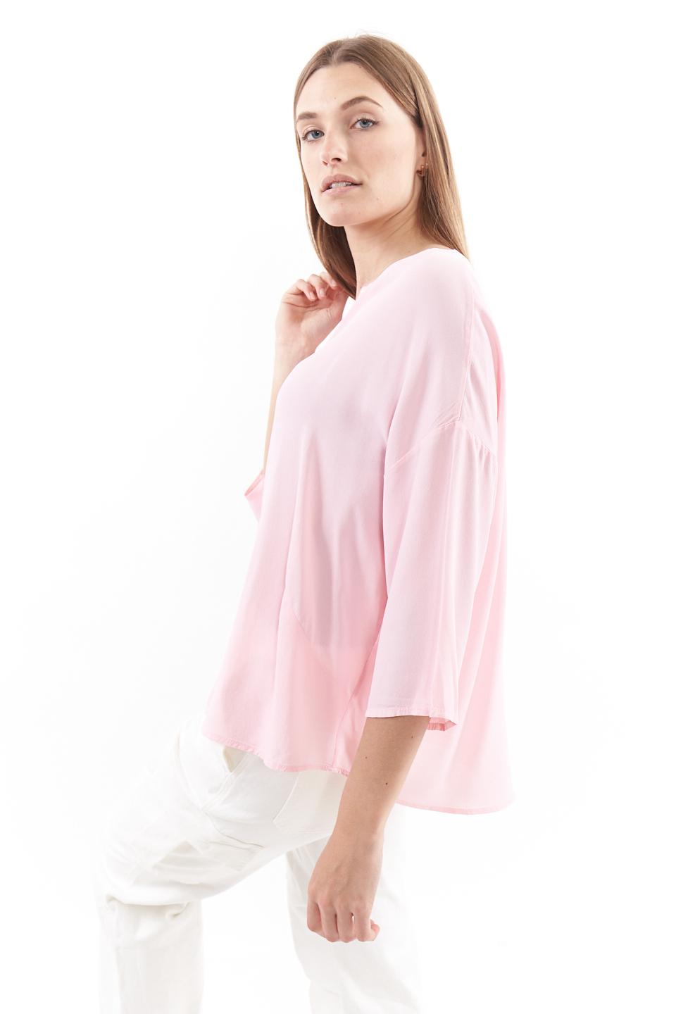 Camicia over paricollo in viscosa rosa - Primavera Estate 2023 | Brend