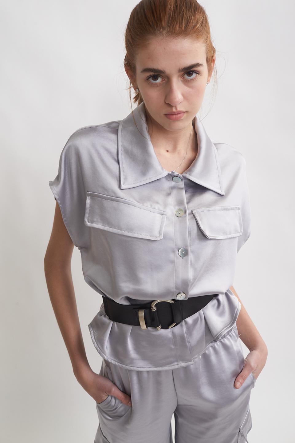 Camicia 1/2 manica con pattine perla - Primavera Estate 2023 | Brend
