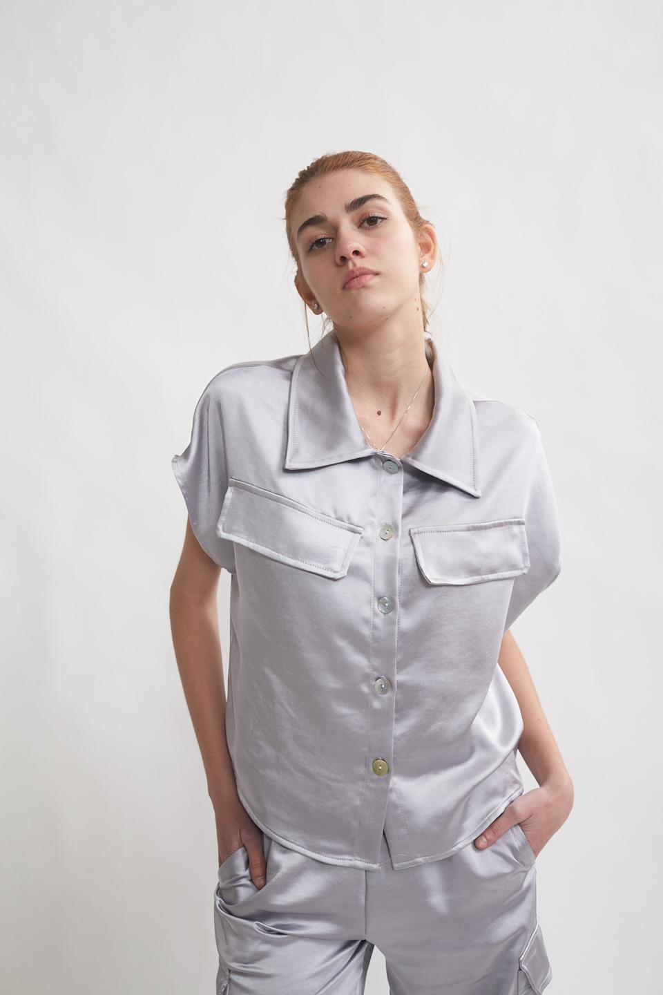 Camicia 1/2 manica con pattine perla - Primavera Estate 2023 | Brend
