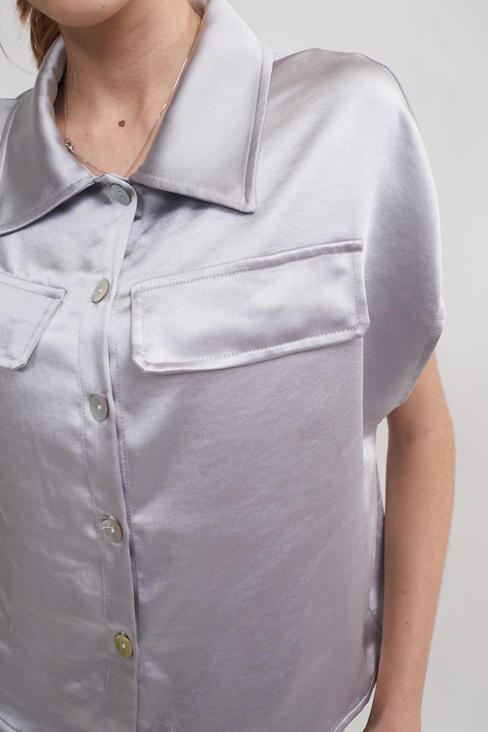 Camicia 1/2 manica con pattine perla - Primavera Estate 2023 | Brend
