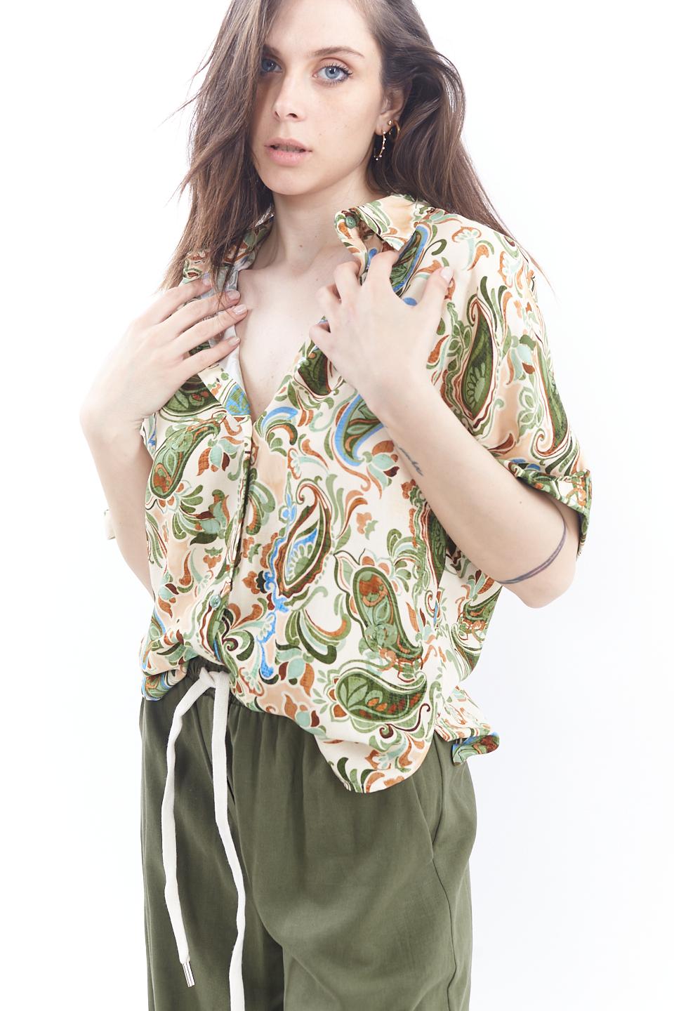 Camicia forever stampa viscosa paisley verde - Primavera Estate 2023 | Brend