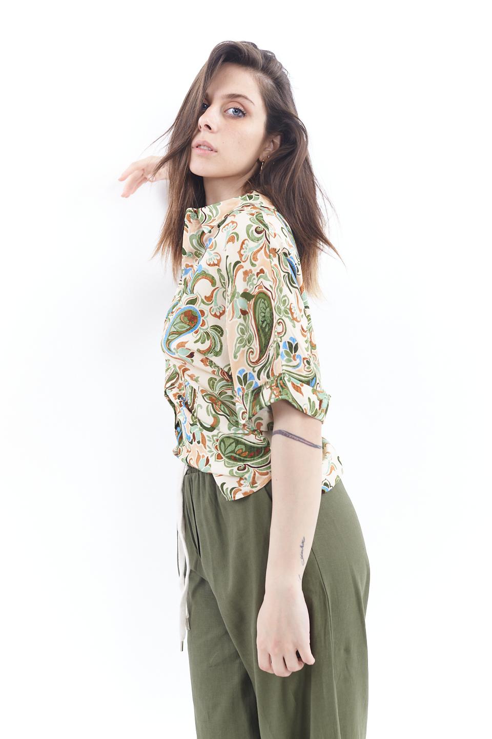 Camicia forever stampa viscosa paisley verde - Primavera Estate 2023 | Brend
