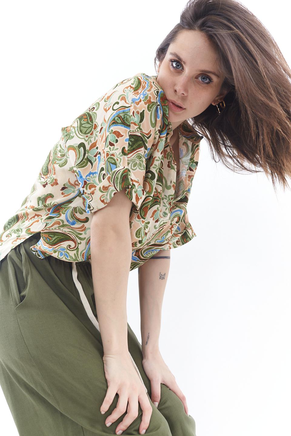Camicia forever stampa viscosa paisley verde - Primavera Estate 2023 | Brend