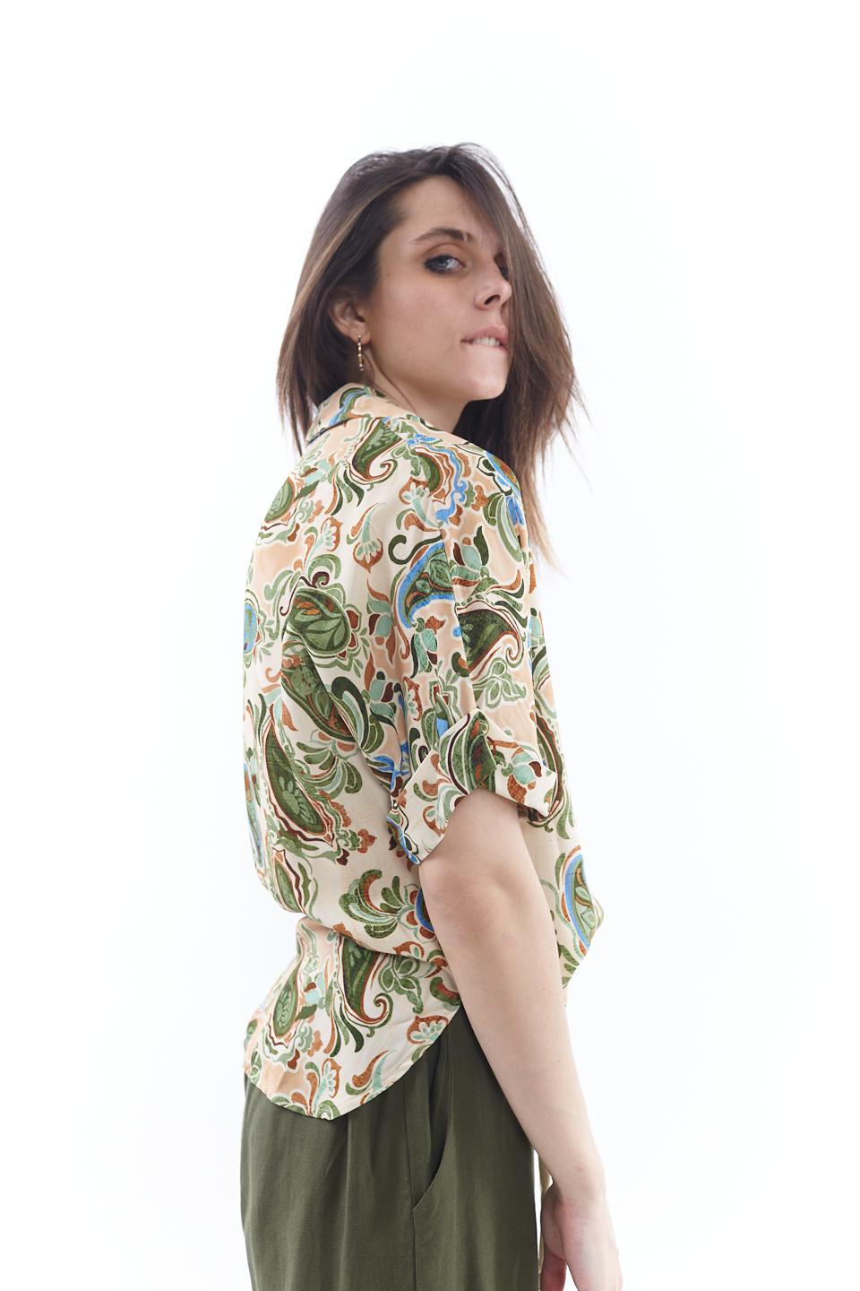 Camicia forever stampa viscosa paisley verde - Primavera Estate 2023 | Brend