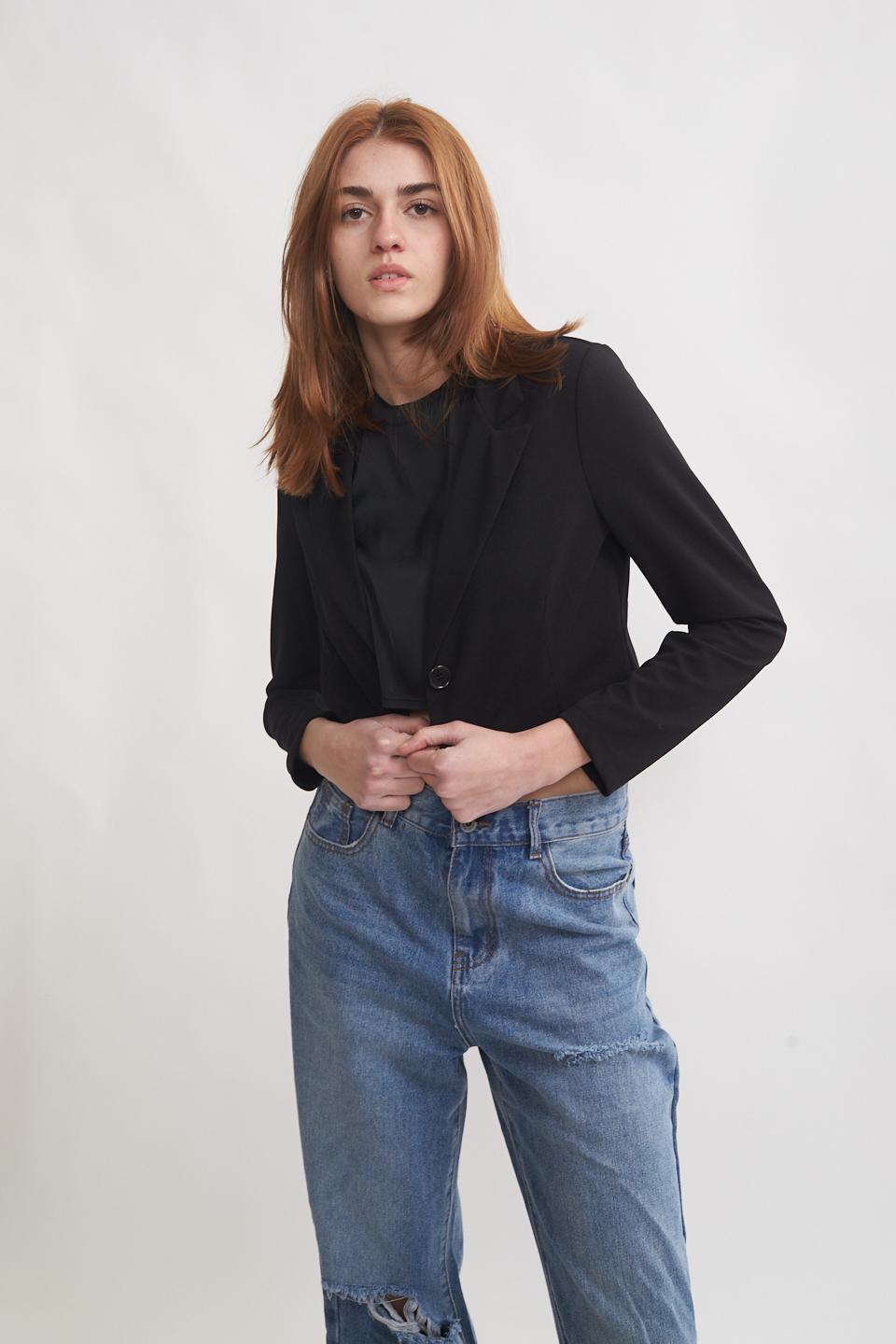 Giacca cropped colletto revers nero - Primavera Estate 2023 | Brend