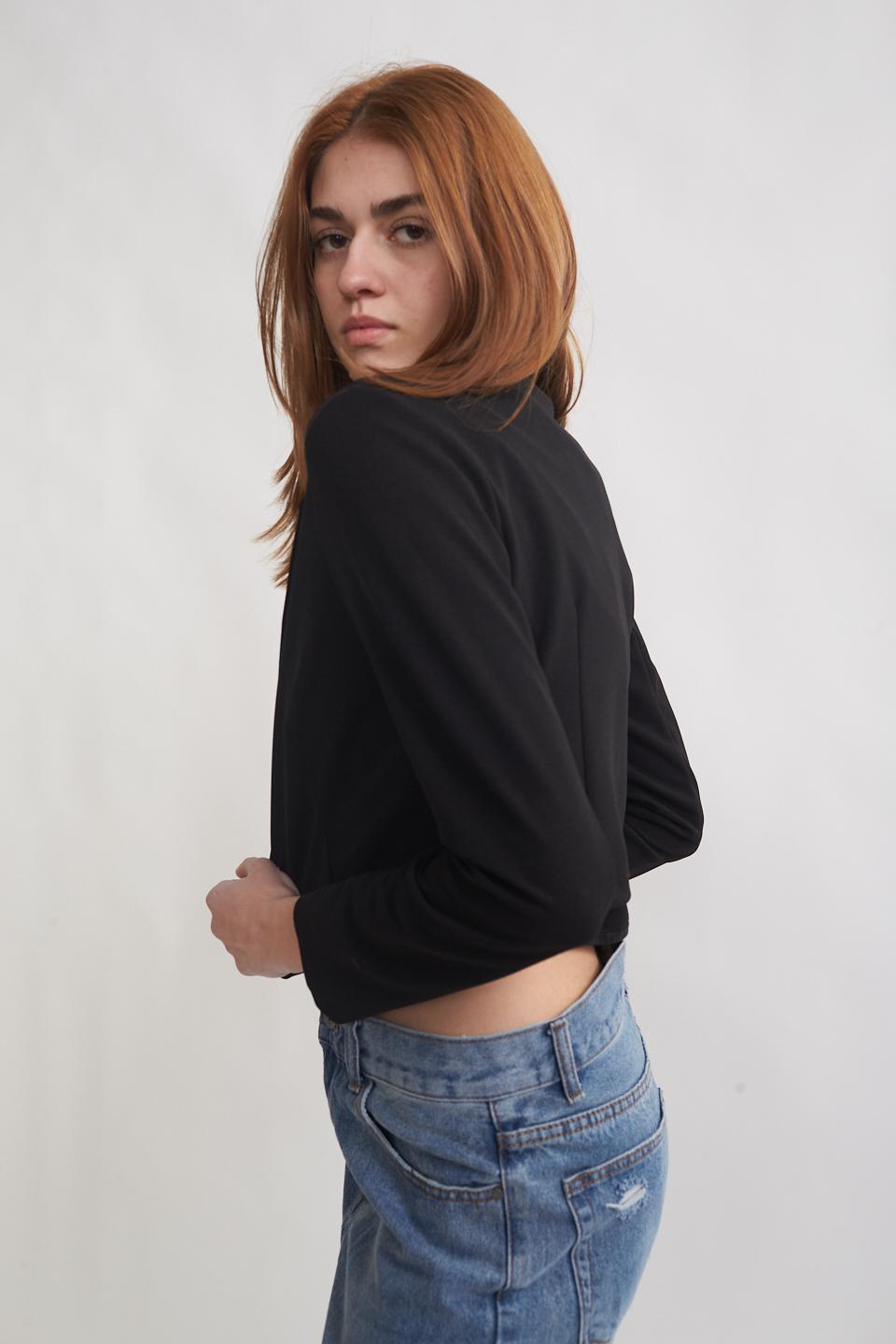 Giacca cropped colletto revers nero - Primavera Estate 2023 | Brend