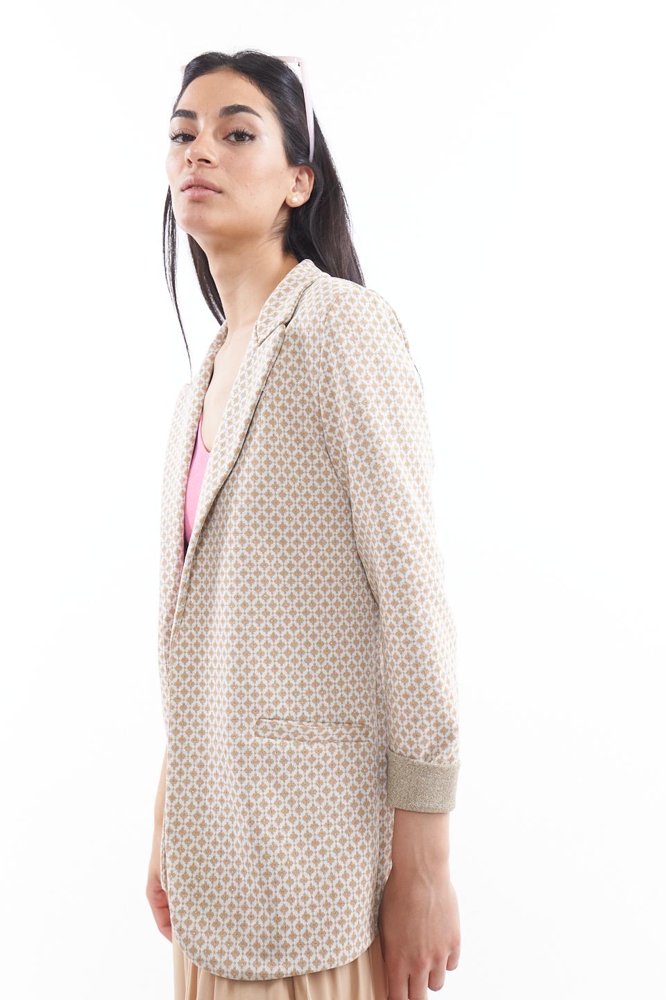 Giacca sciallata Jacquard rombetto sabbia - Primavera Estate 2023 | Brend