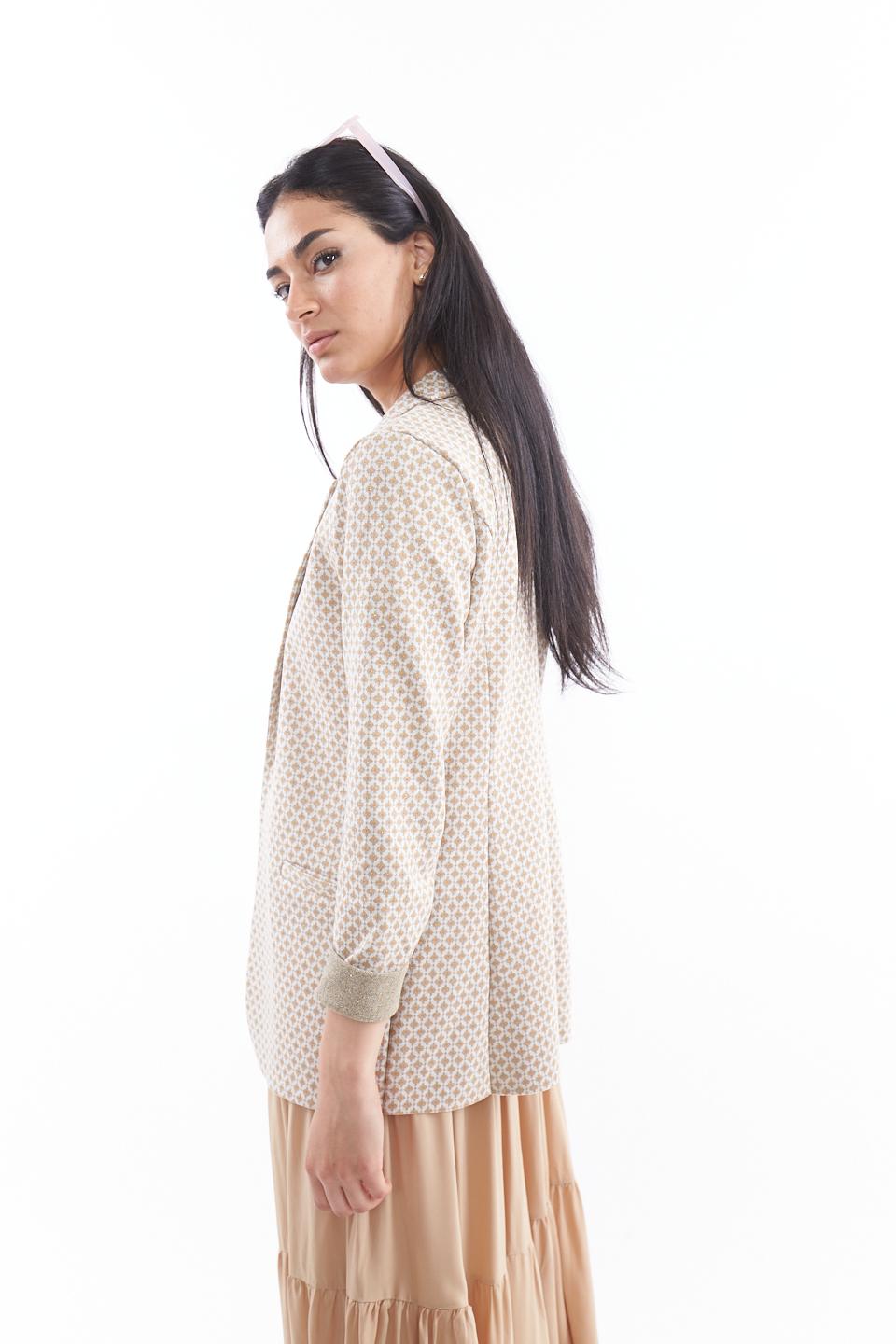 Giacca sciallata Jacquard rombetto sabbia - Primavera Estate 2023 | Brend