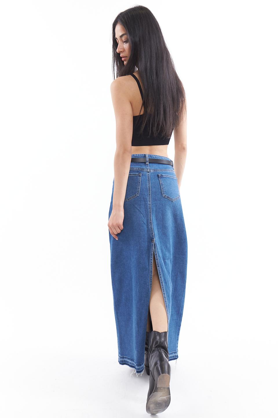 Gonna longuette con spacco denim - Primavera Estate 2023 | Brend