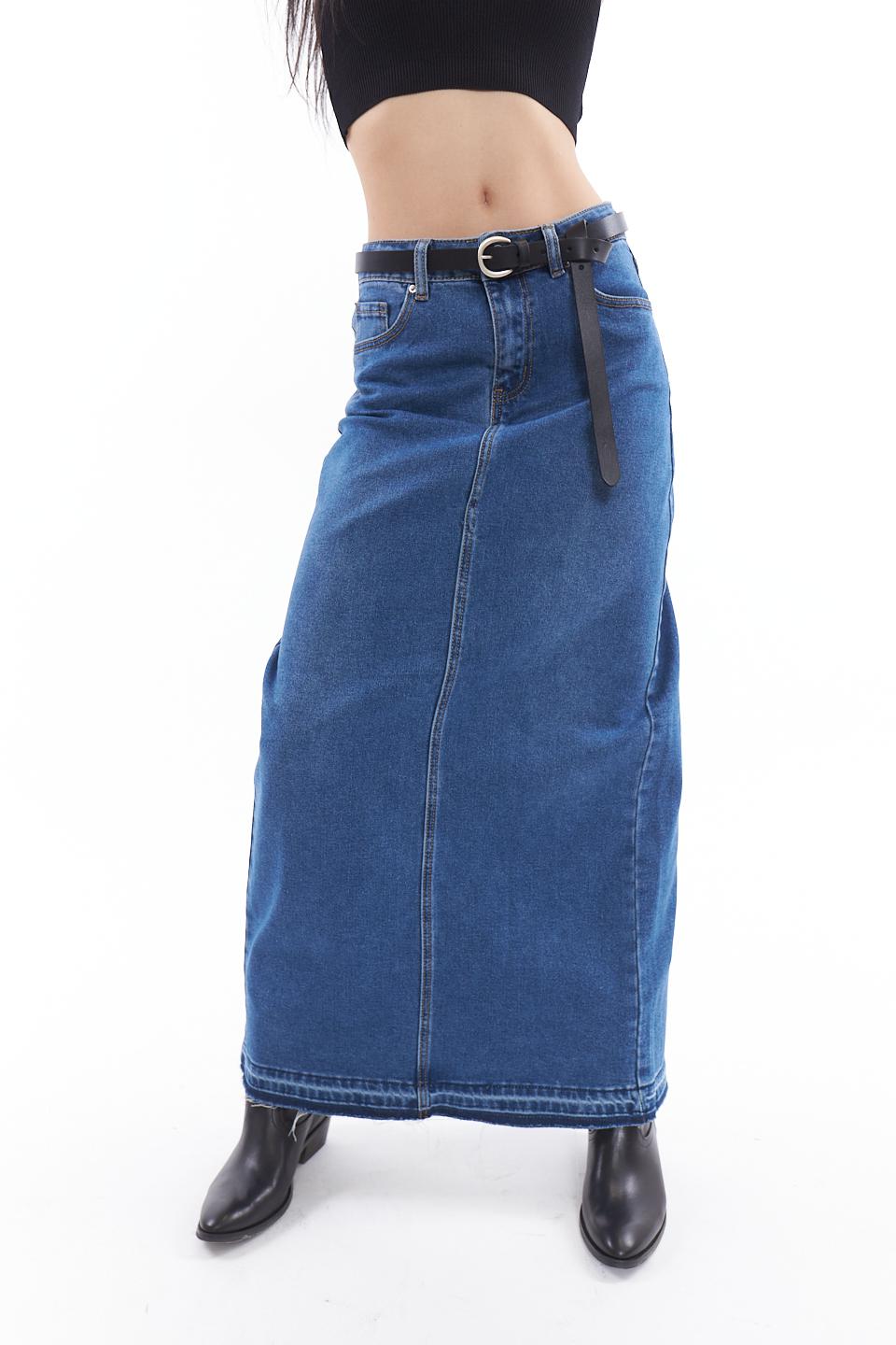 Gonna longuette con spacco denim - Primavera Estate 2023 | Brend