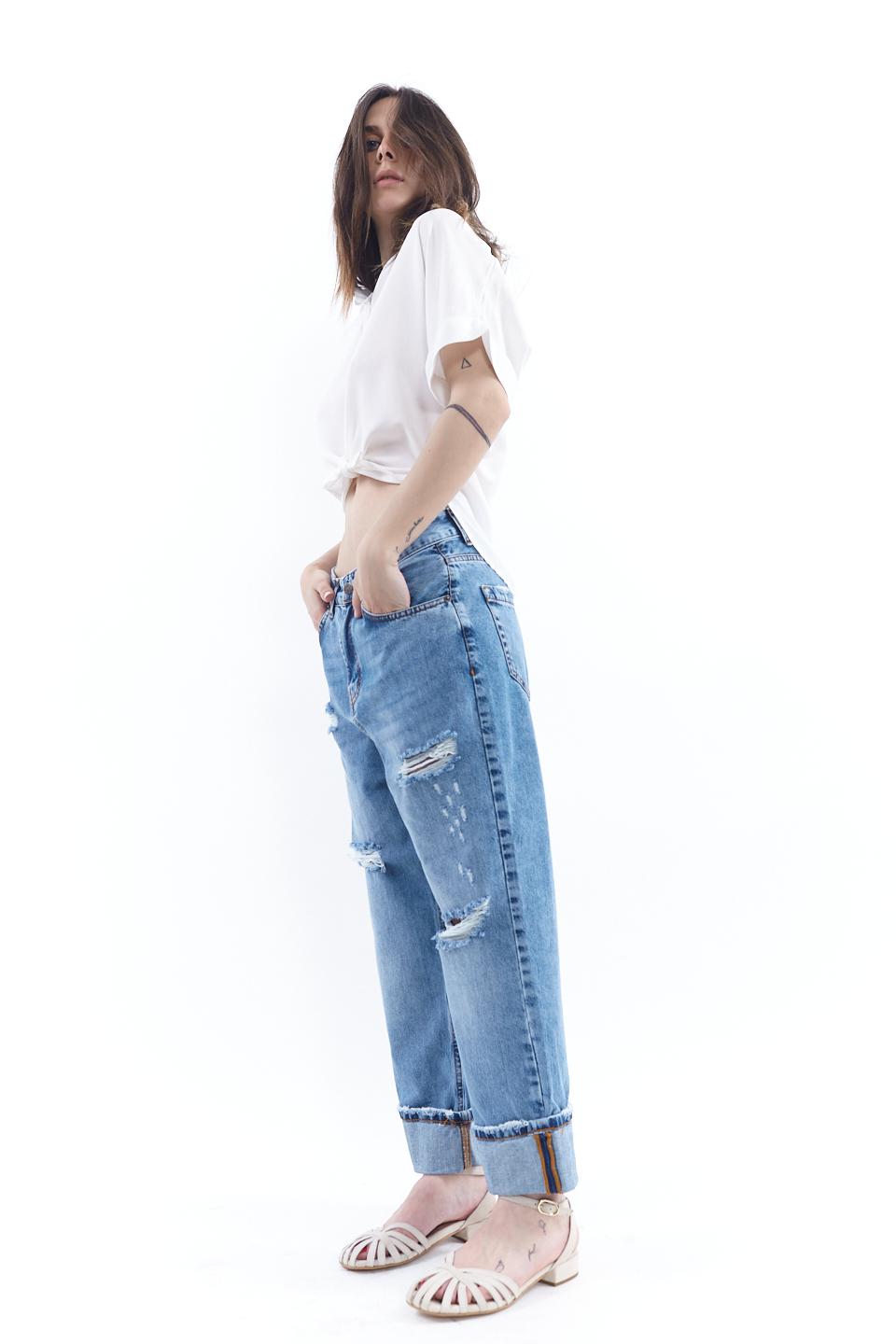 Jeans wide-leg con strappi denim chiaro - Primavera Estate 2023 | Brend