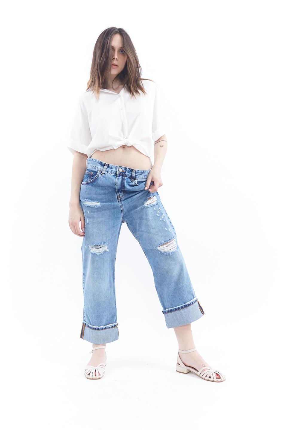 Jeans wide-leg con strappi denim chiaro - Primavera Estate 2023 | Brend