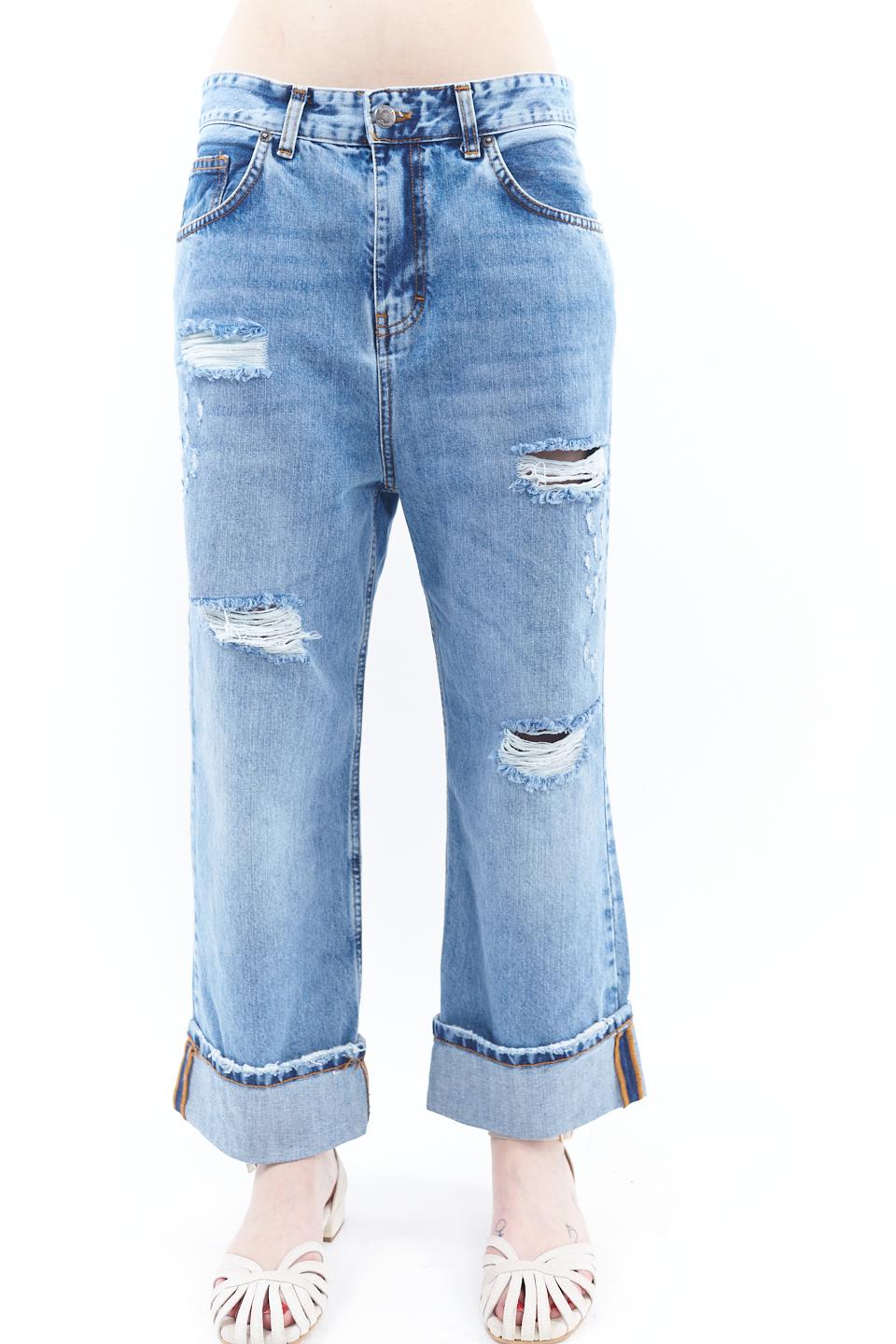 Jeans wide-leg con strappi denim chiaro - Primavera Estate 2023 | Brend