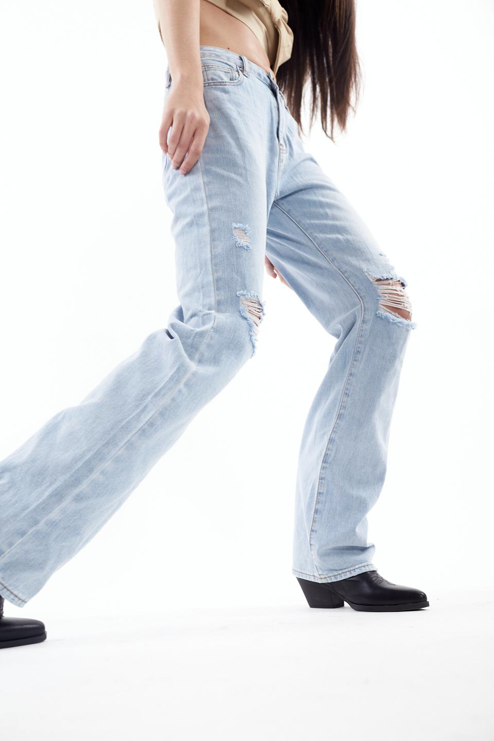 Jeans wide leg strappi denim chiaro - Primavera Estate 2023 | Brend