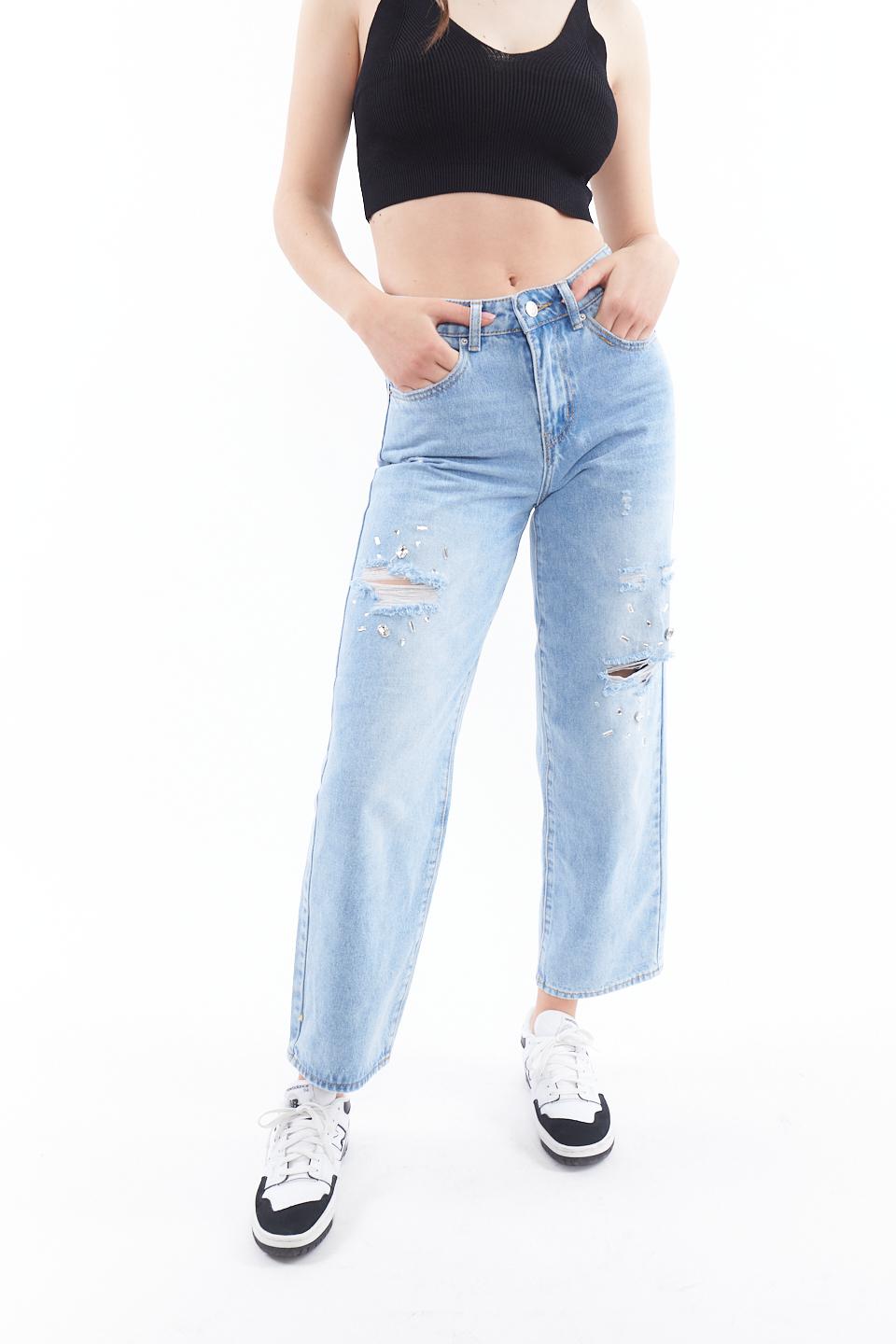 Jeans wide-leg con applicazioni denim chiaro - Primavera Estate 2023 | Brend