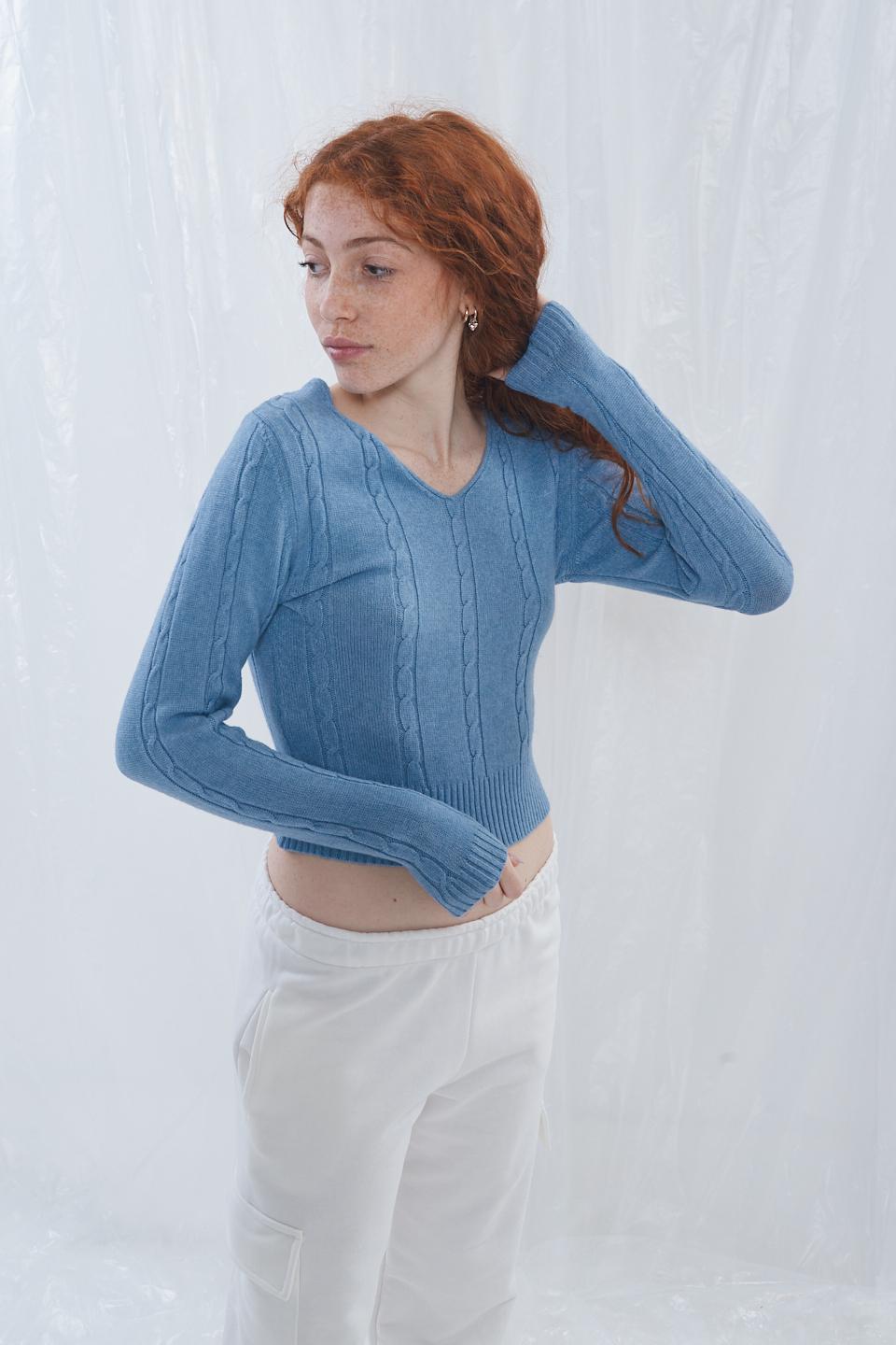 Maglia cropped scollo V jeans - Primavera Estate 2023 | Brend