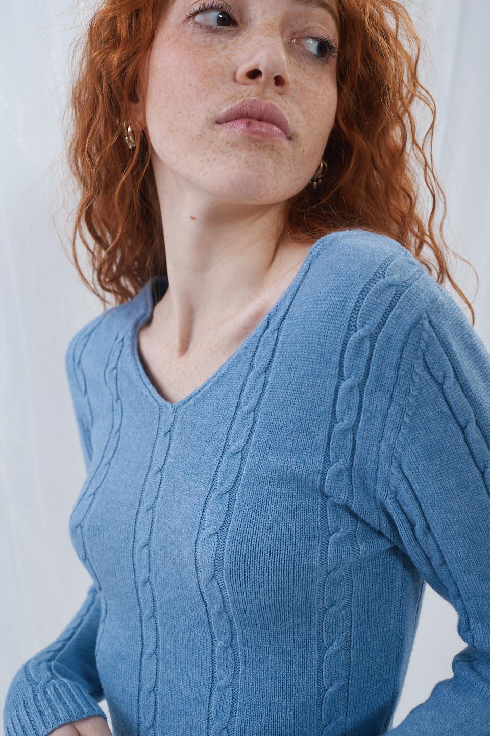 Maglia cropped scollo V jeans - Primavera Estate 2023 | Brend