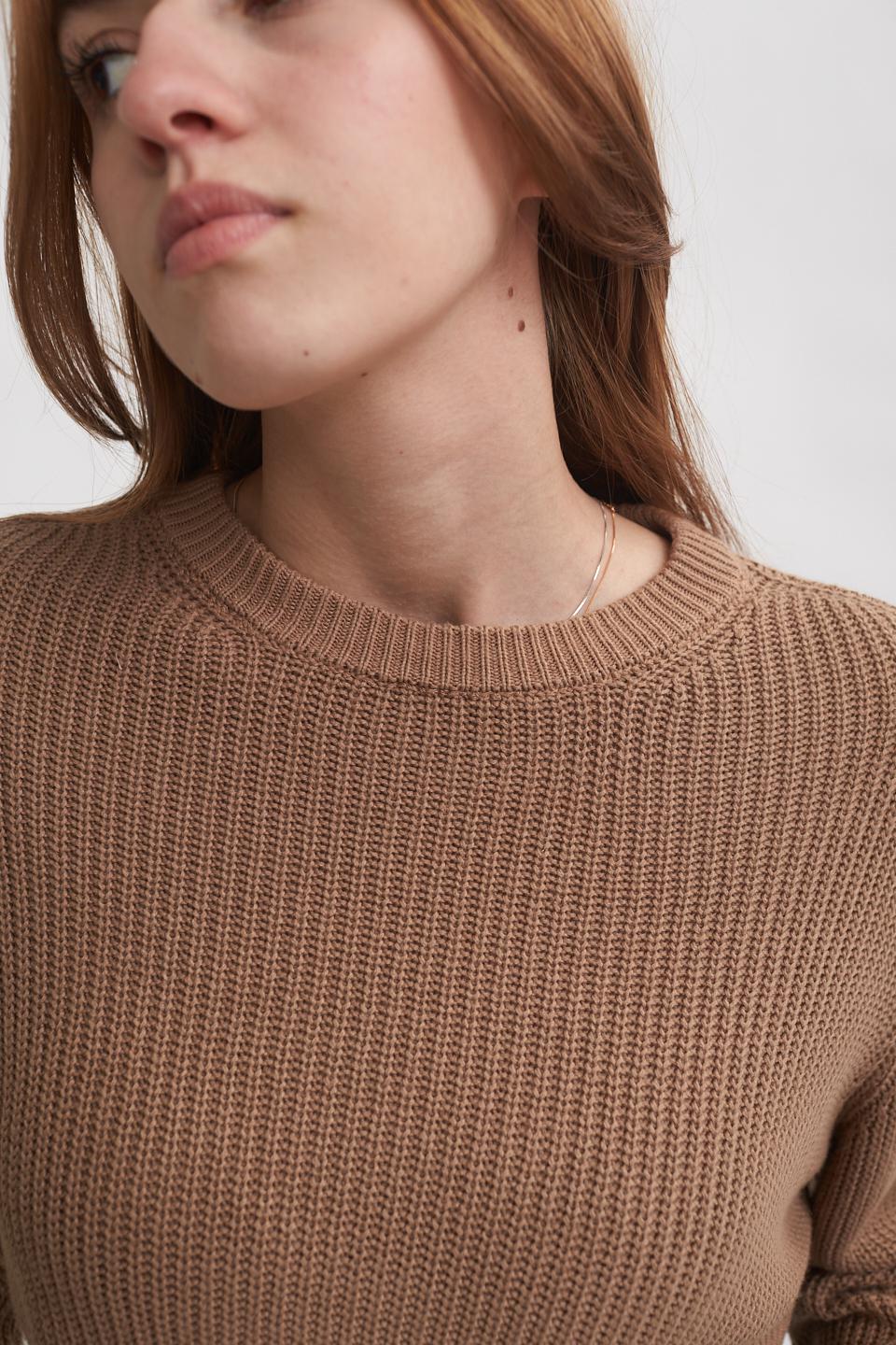 Maglia cropped girocollo camel - Primavera Estate 2023 | Brend