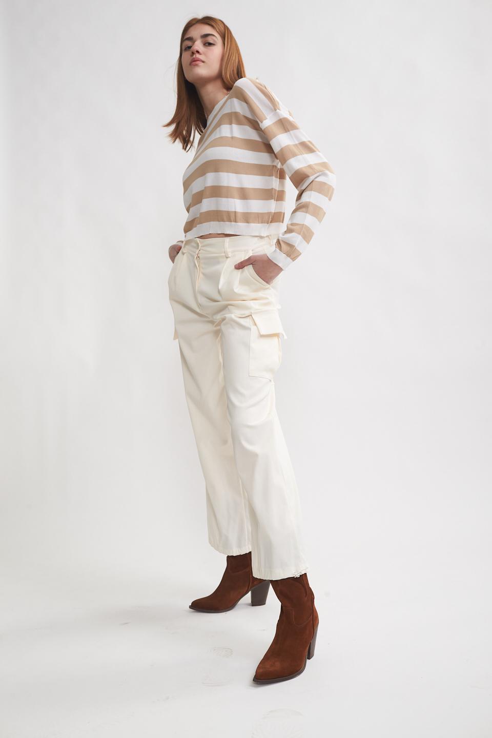 Pantalone cargo con tasconi panna - Primavera Estate 2023 | Brend