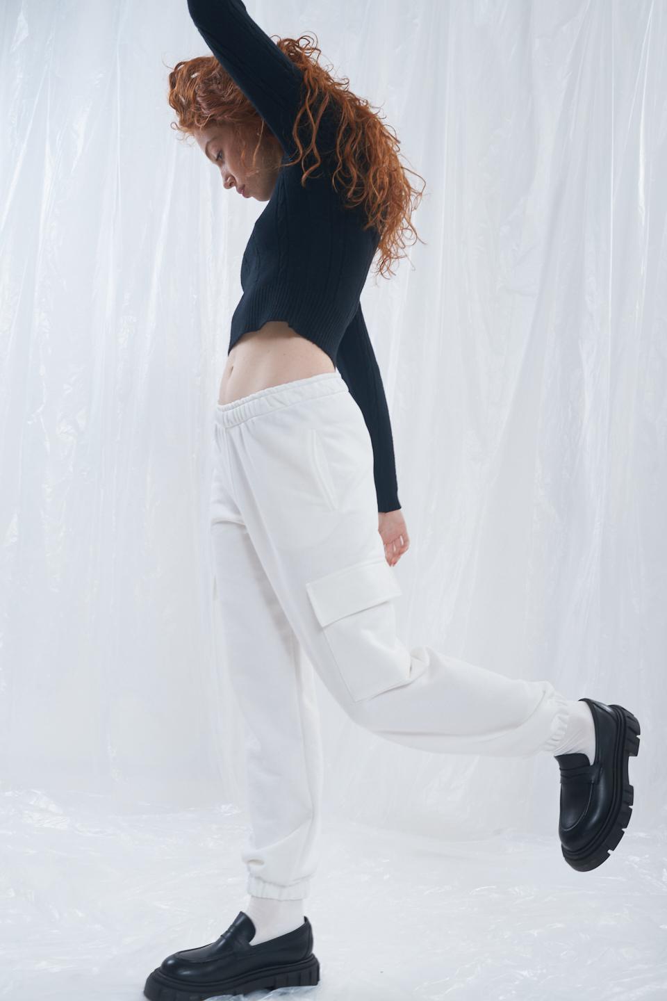 Pantalone cargo in felpa panna - Primavera Estate 2023 | Brend