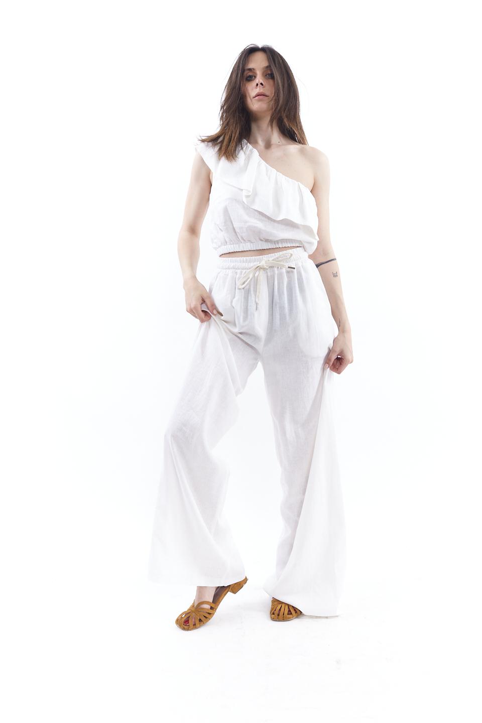 Pantalone coulisse lino viscosa bianco - Primavera Estate 2023 | Brend