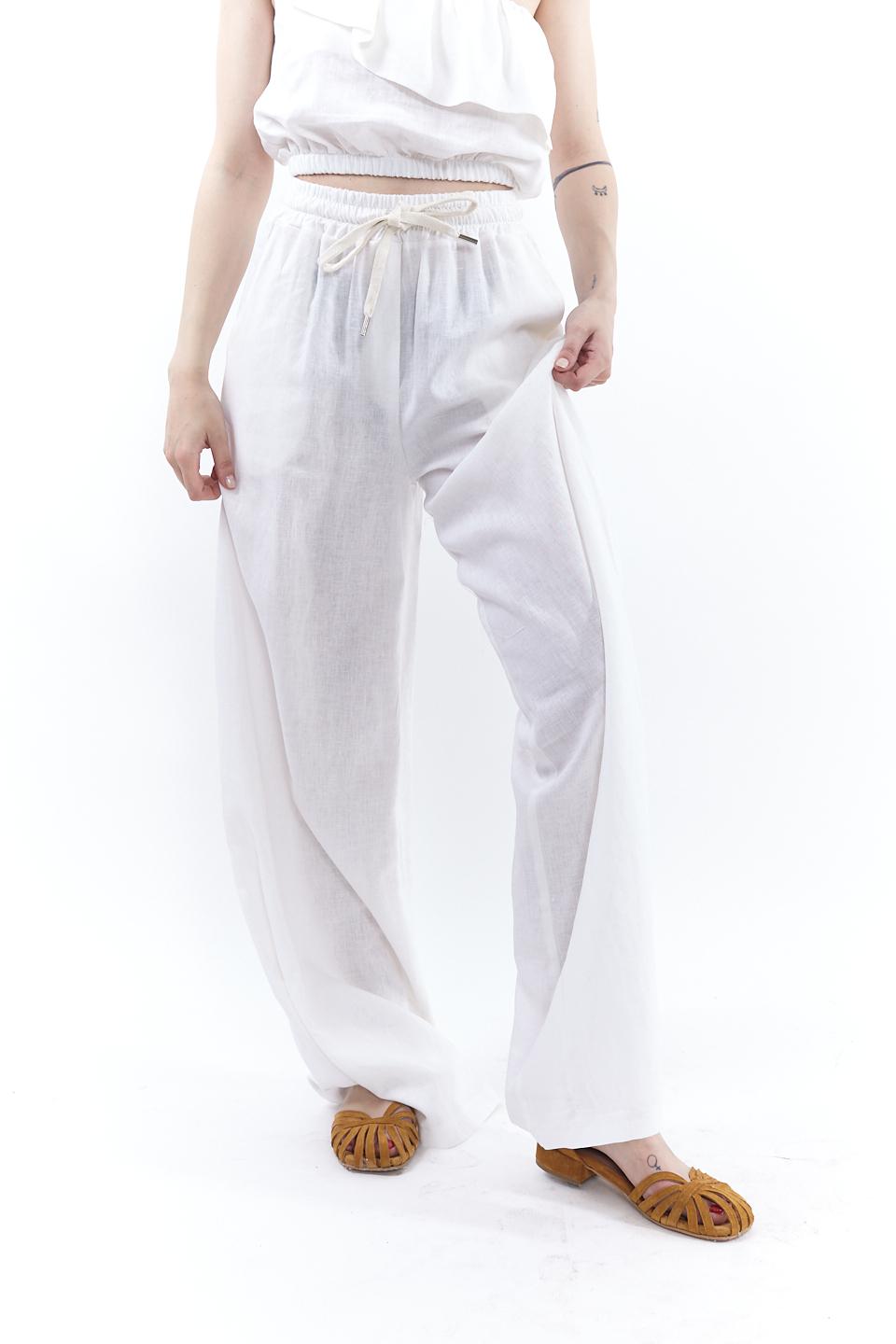 Pantalone coulisse lino viscosa bianco - Primavera Estate 2023 | Brend