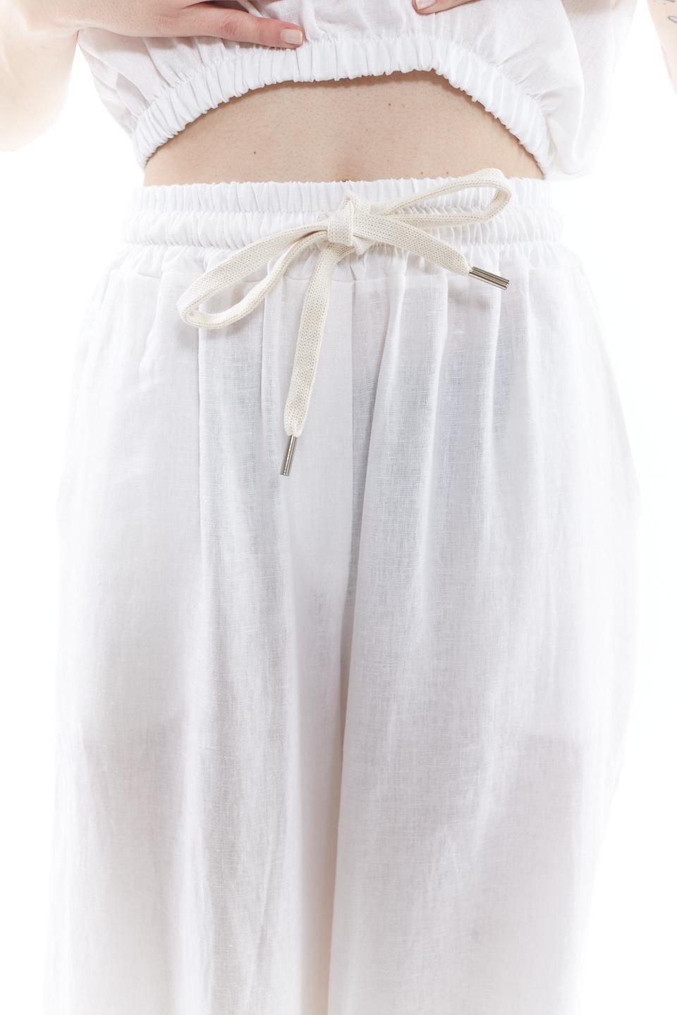 Pantalone coulisse lino viscosa bianco - Primavera Estate 2023 | Brend