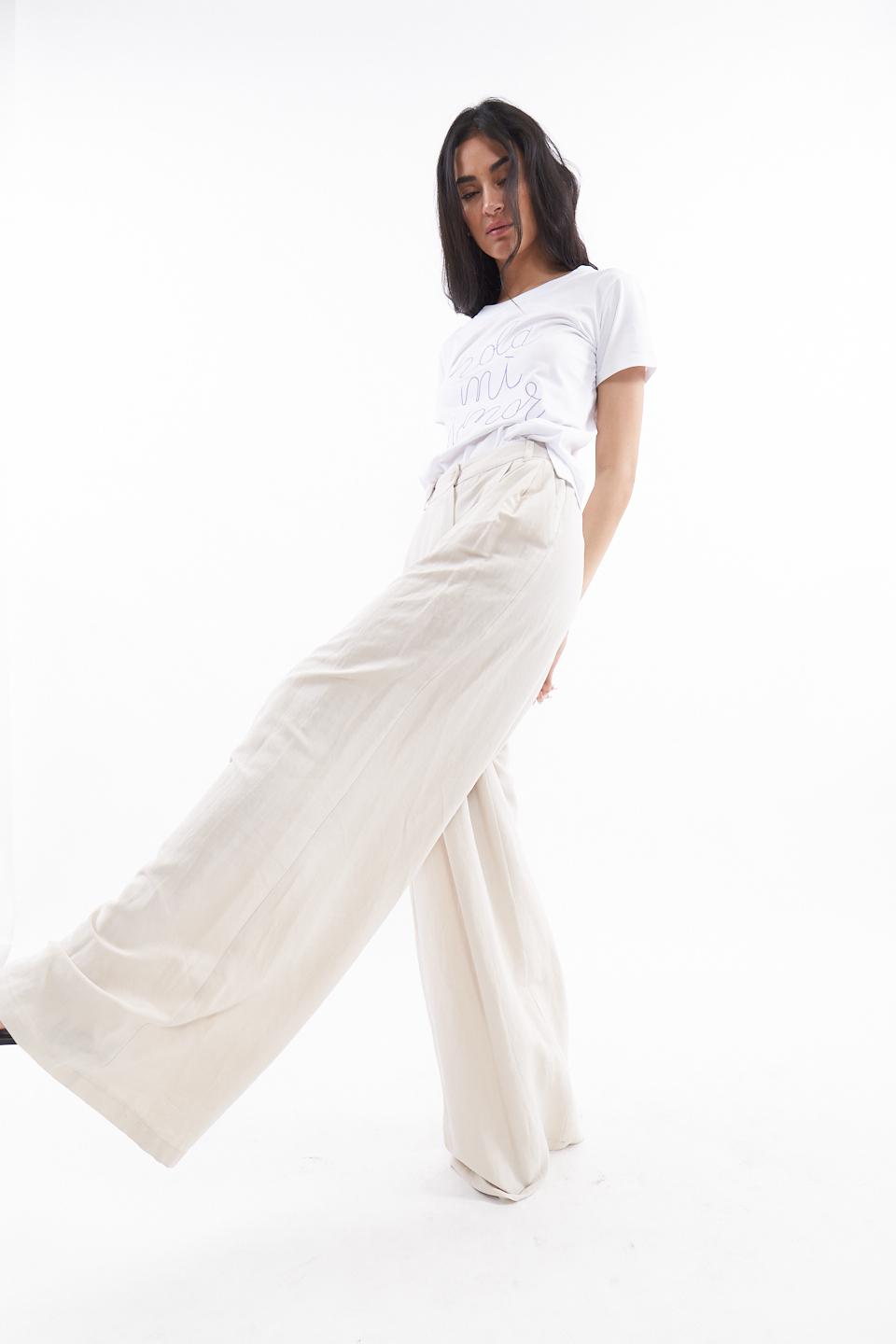 Pantalone doppia pince elastico vita gesso - Primavera Estate 2023 | Brend