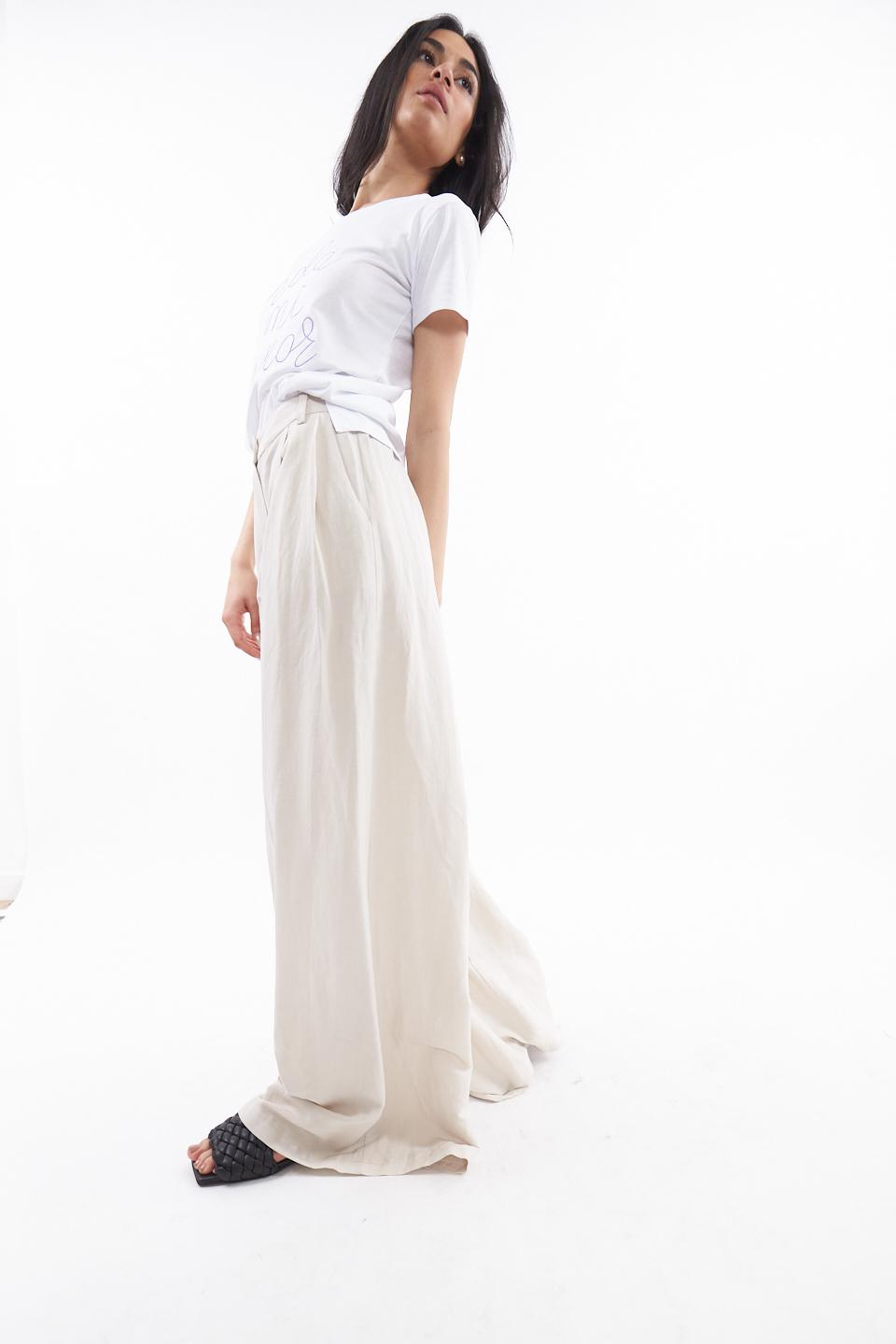 Pantalone doppia pince elastico vita gesso - Primavera Estate 2023 | Brend
