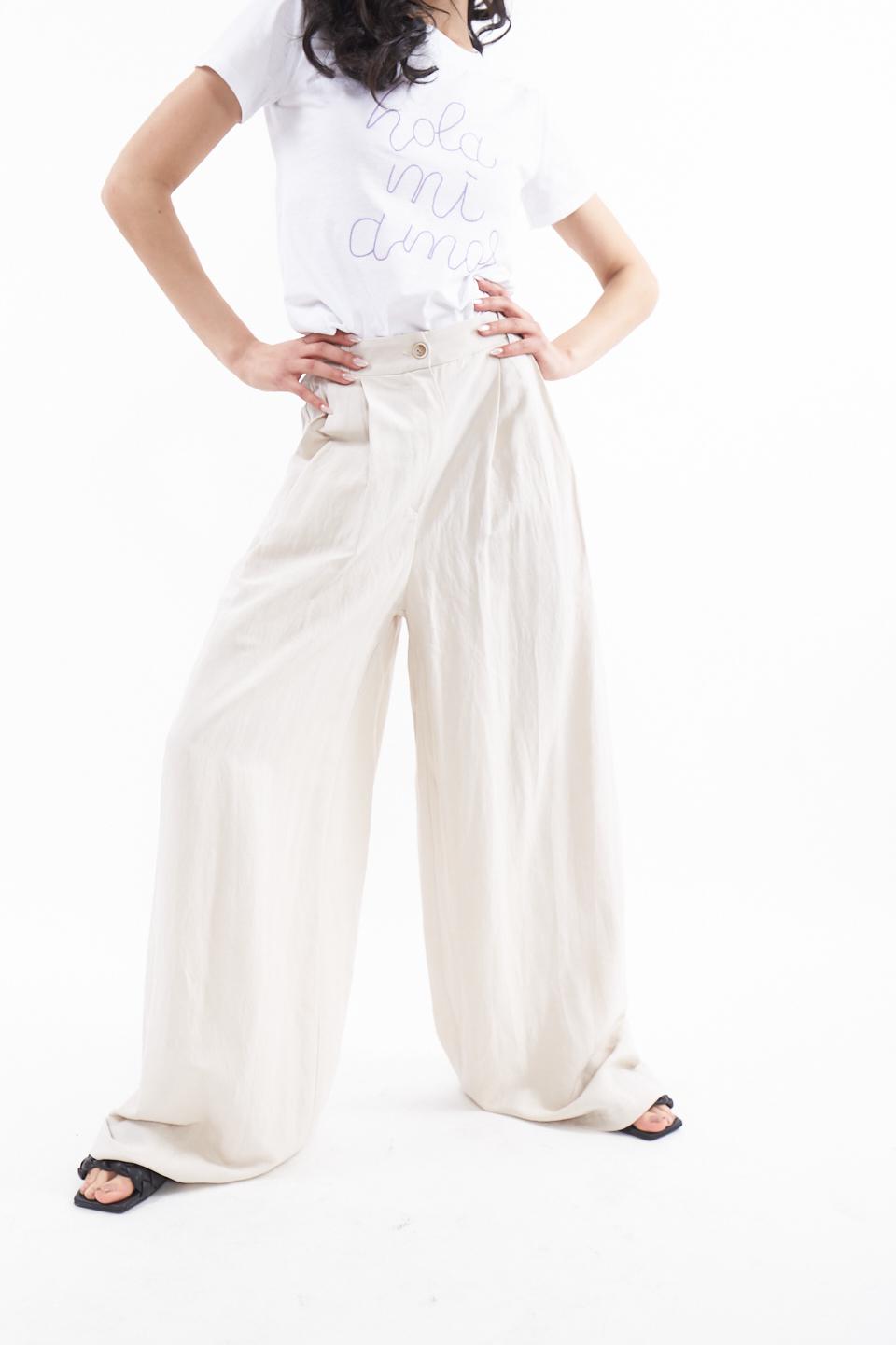 Pantalone doppia pince elastico vita gesso - Primavera Estate 2023 | Brend