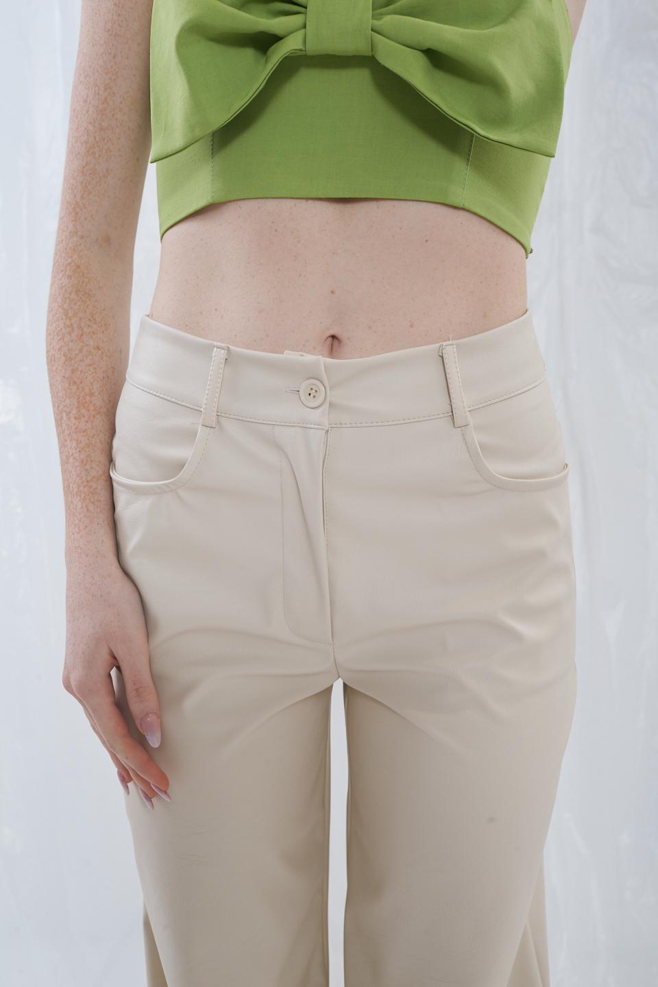 Pantalone palazzo eco-pelle crema - Primavera Estate 2023 | Brend