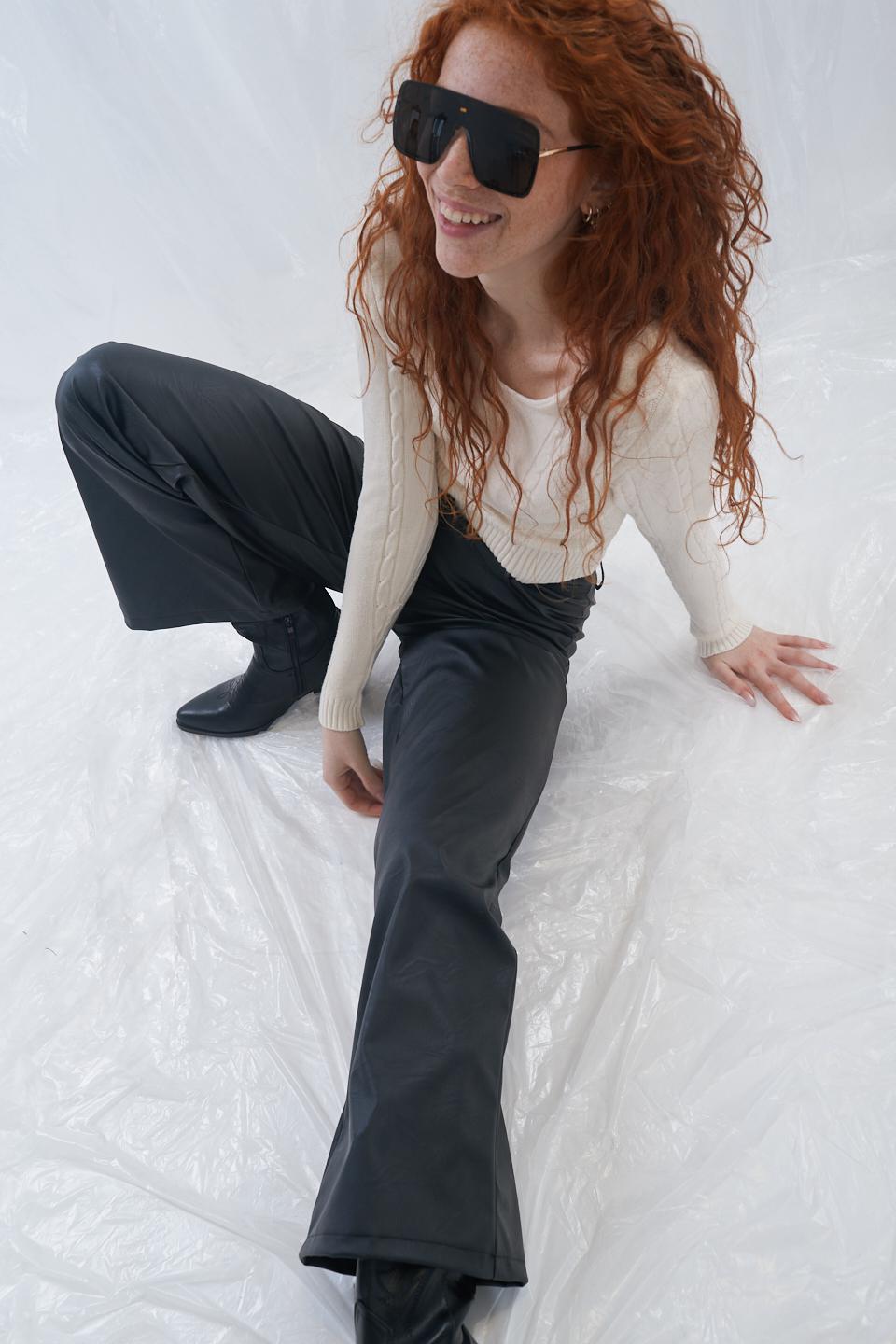 Pantalone palazzo eco-pelle nero - Primavera Estate 2023 | Brend