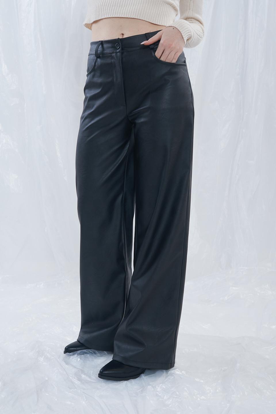 Pantalone palazzo eco-pelle nero - Primavera Estate 2023 | Brend