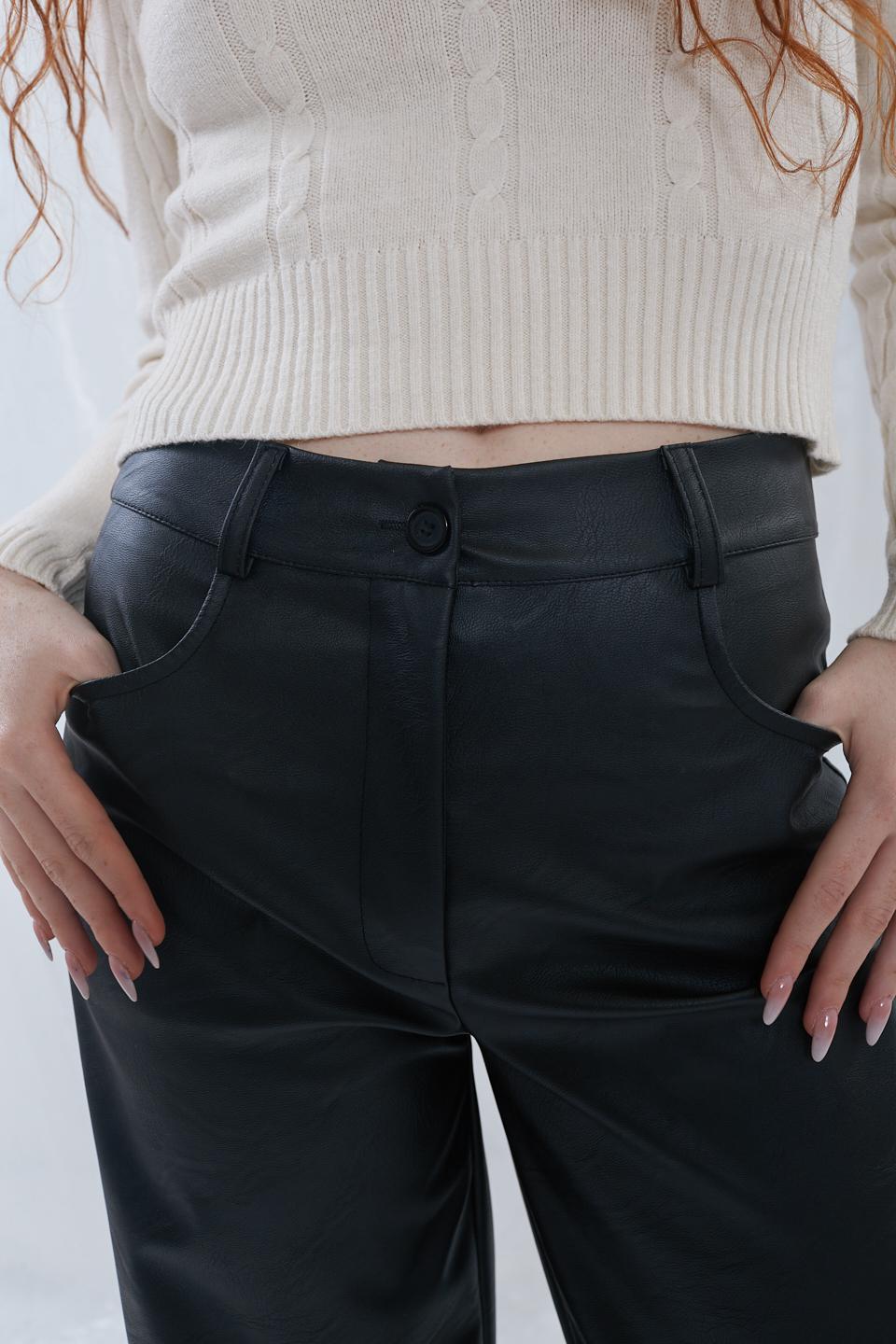 Pantalone palazzo eco-pelle nero - Primavera Estate 2023 | Brend