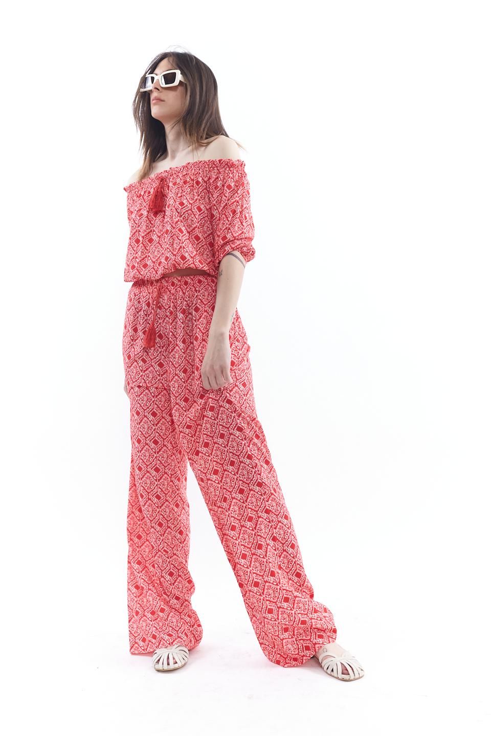 Pantalone ampio con nappina stampa etnica - Primavera Estate 2023 | Brend