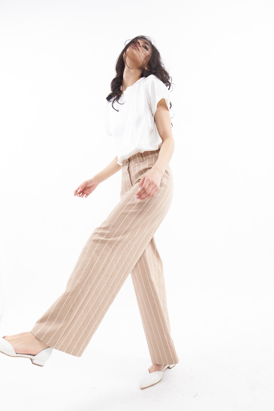 Pantalone palazzo gessato beige/panna - Primavera Estate 2023 | Brend