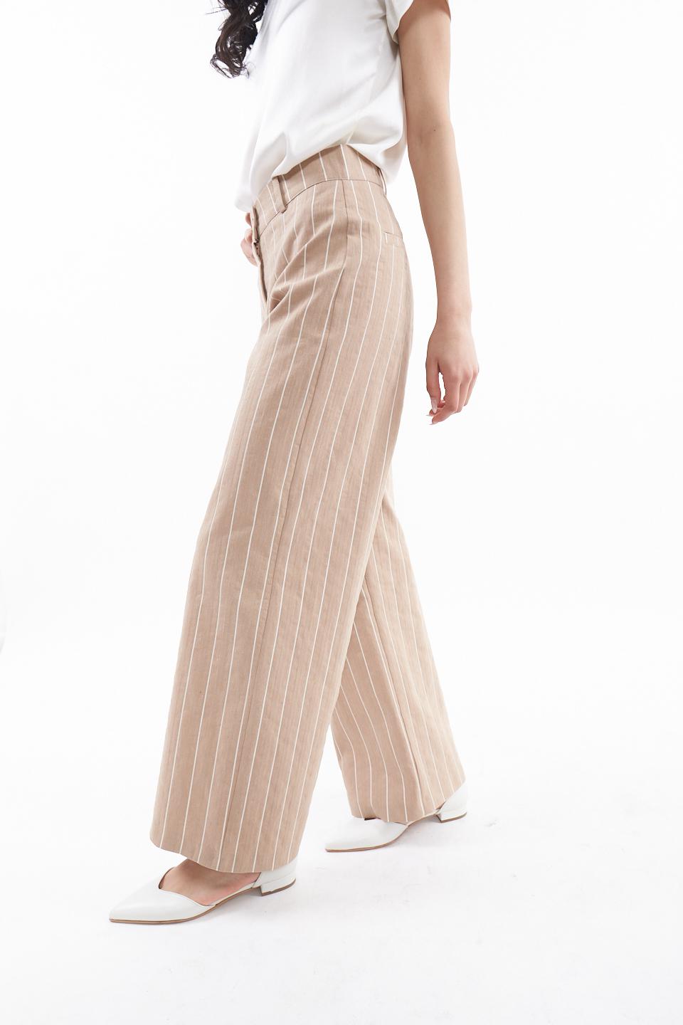 Pantalone palazzo gessato beige/panna - Primavera Estate 2023 | Brend
