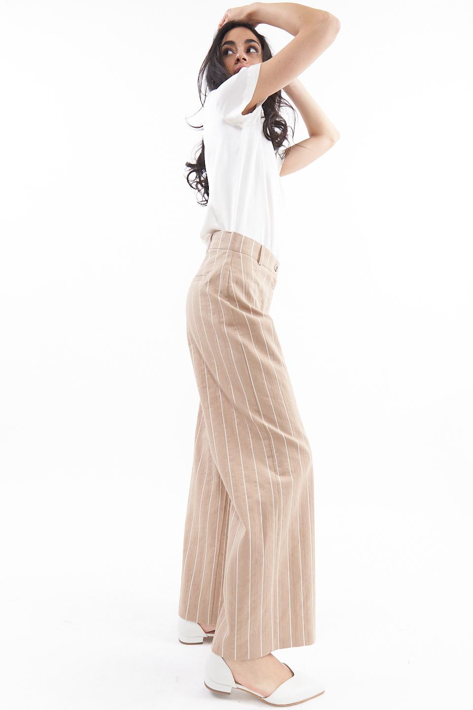 Pantalone palazzo gessato beige/panna - Primavera Estate 2023 | Brend
