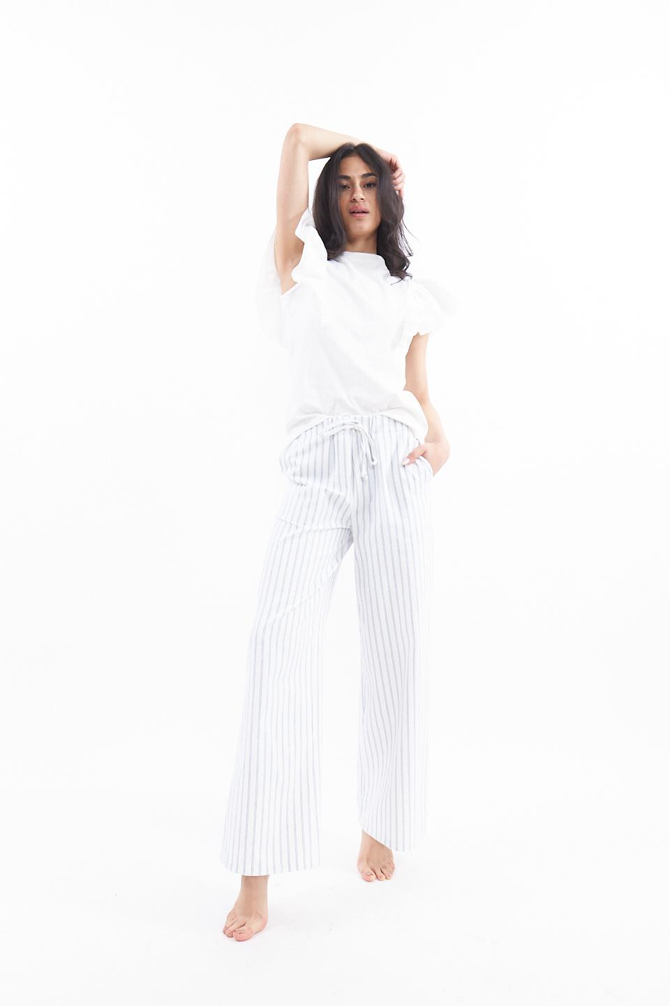 Pantalone con laccio in vita gessato blu - Primavera Estate 2023 | Brend
