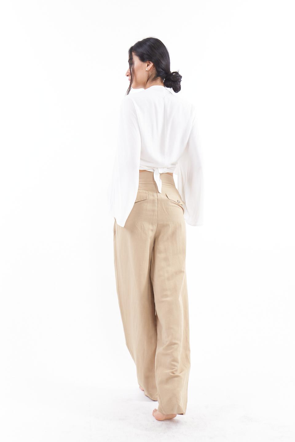 Pantalone largo con pinces beige - Primavera Estate 2023 | Brend