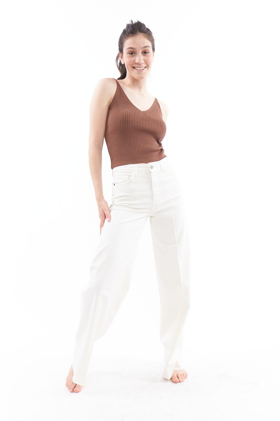 Pantalone palazzo 5 tasche panna - Primavera Estate 2023 | Brend