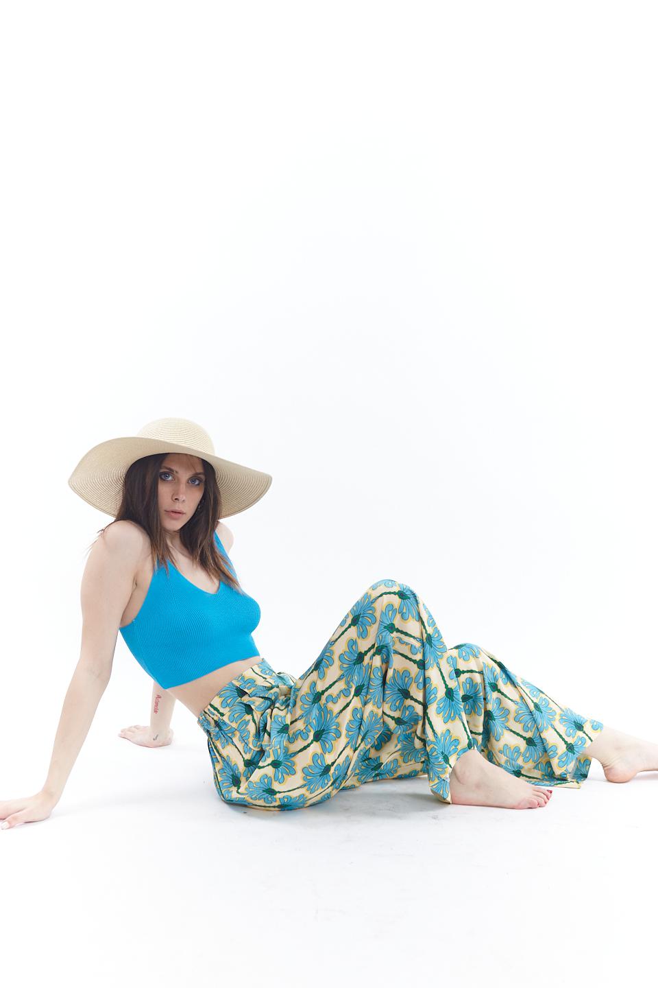 Pantalone palazzo con elastico fantasia sicilia - Primavera Estate 2023 | Brend