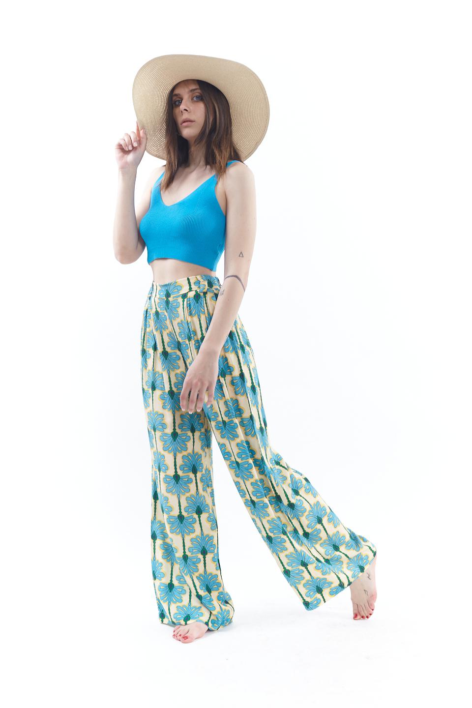 Pantalone palazzo con elastico fantasia sicilia - Primavera Estate 2023 | Brend