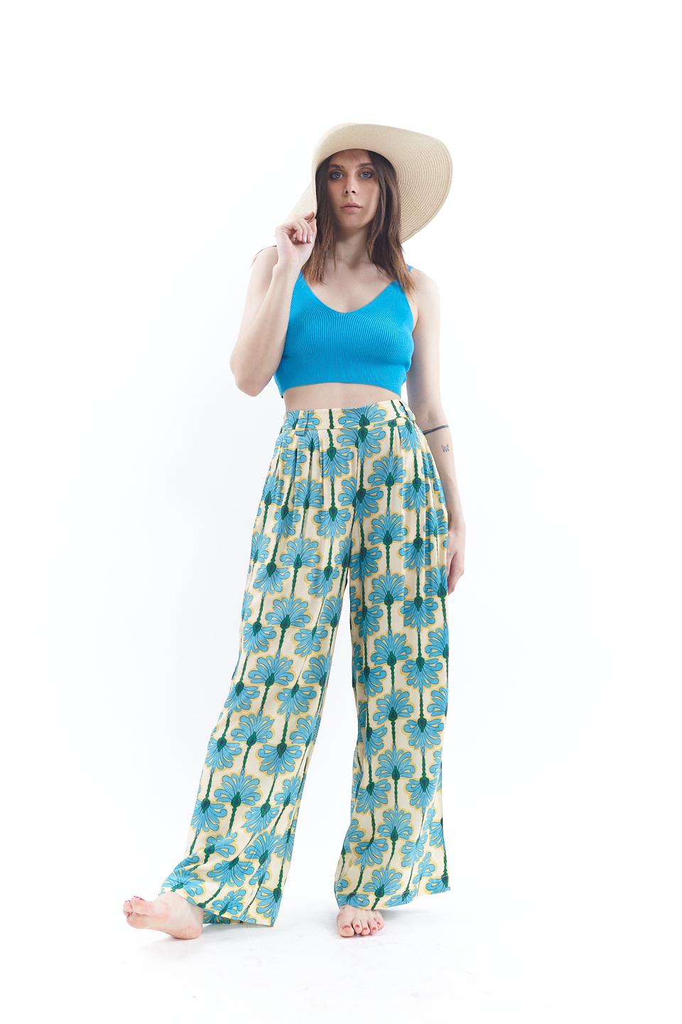Pantalone palazzo con elastico fantasia sicilia - Primavera Estate 2023 | Brend